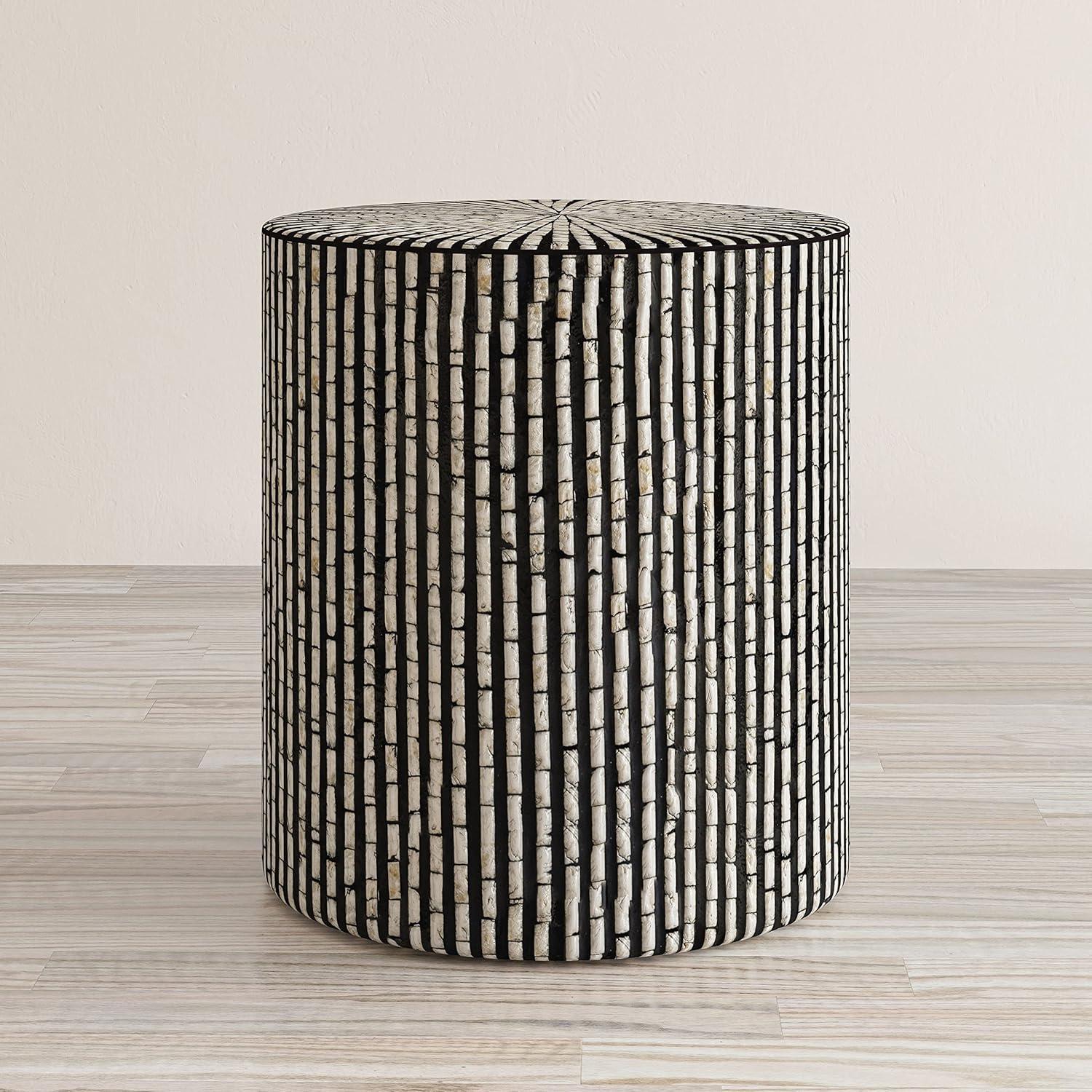 Jofran Global Archive Round Terrazzo Handcrafted Capiz Shell Accent Table