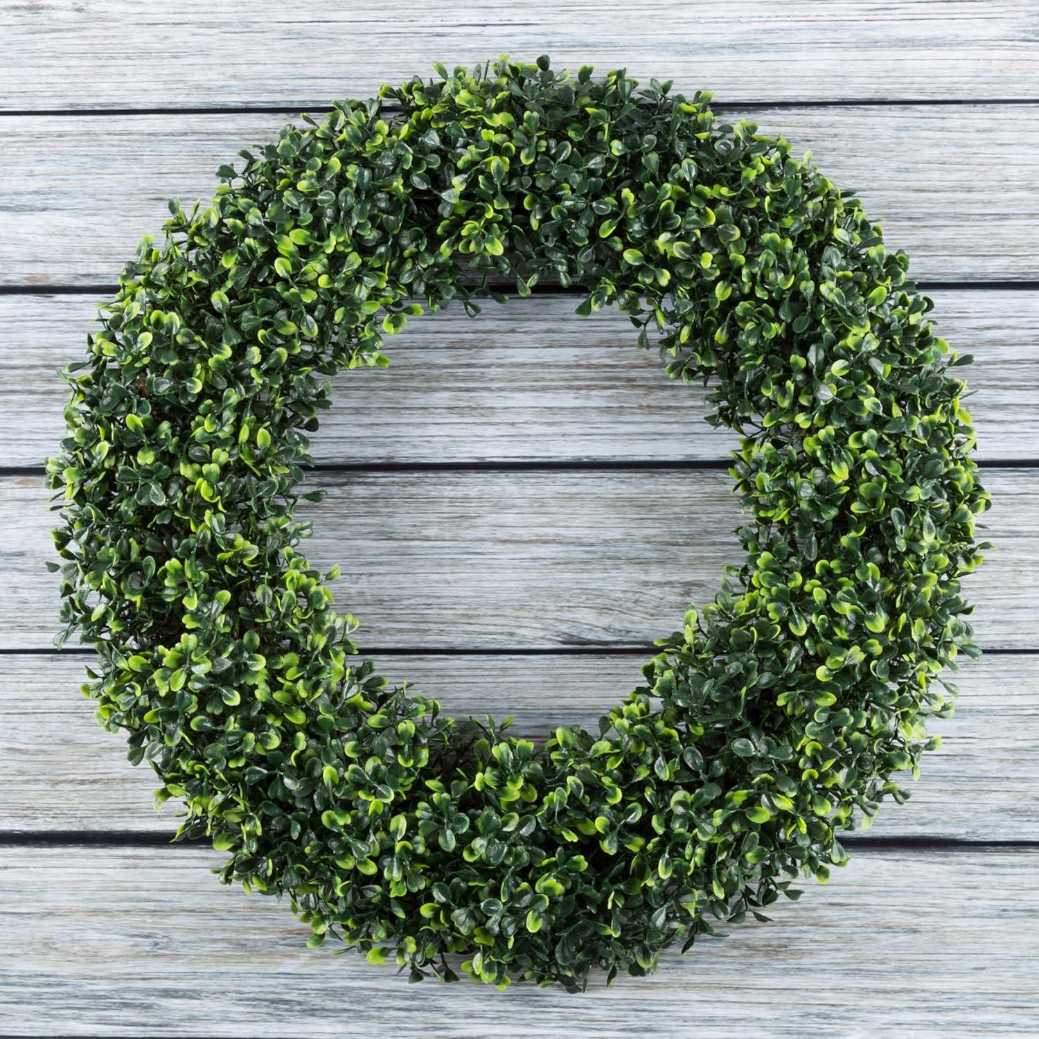 19.5-Inch Artificial Boxwood Wreath for Front Door Home Decor by Pure Garden