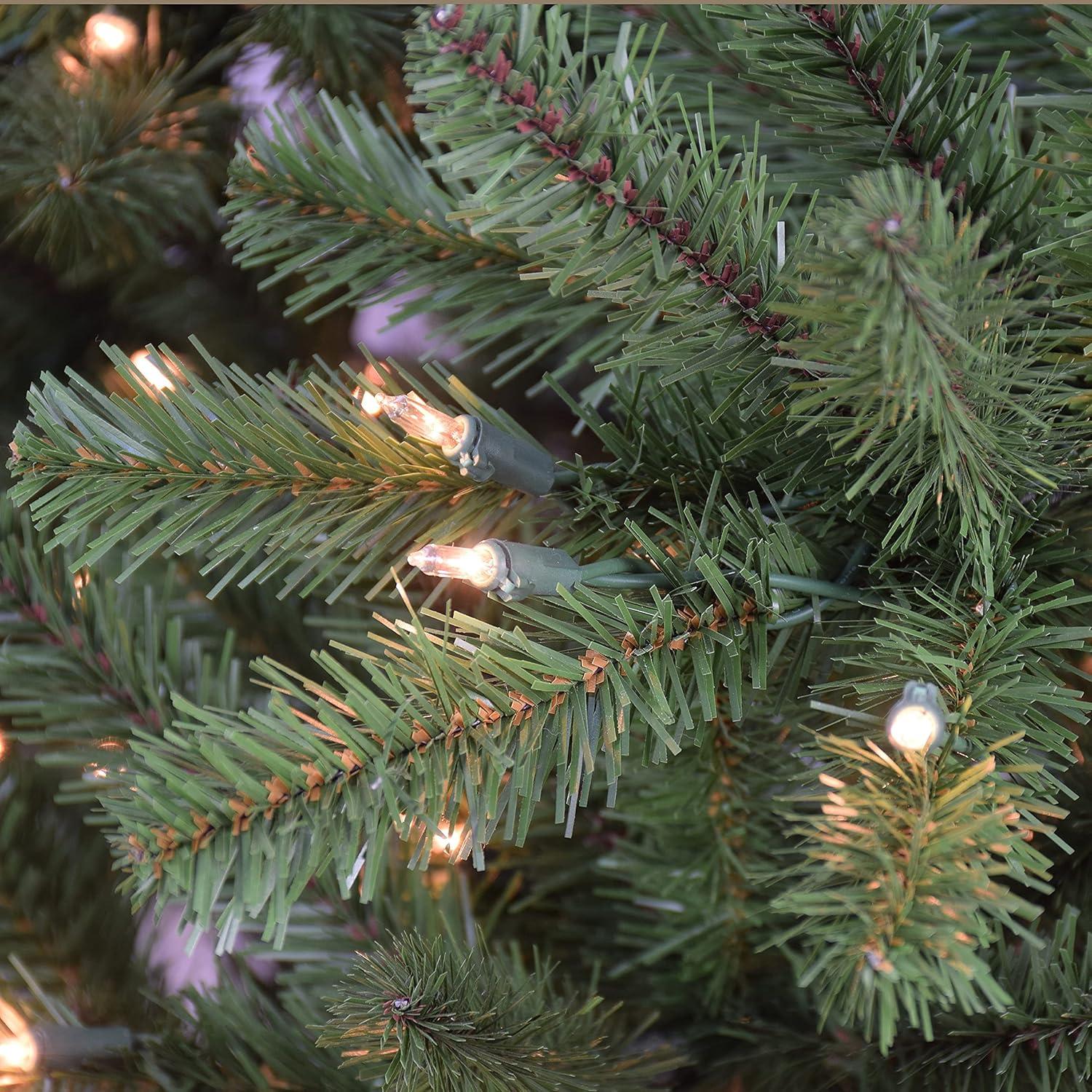 Puleo International Clear 1000 Prelit Incandescent Green Full Berkshire Fir Artificial Christmas Tree, 10'