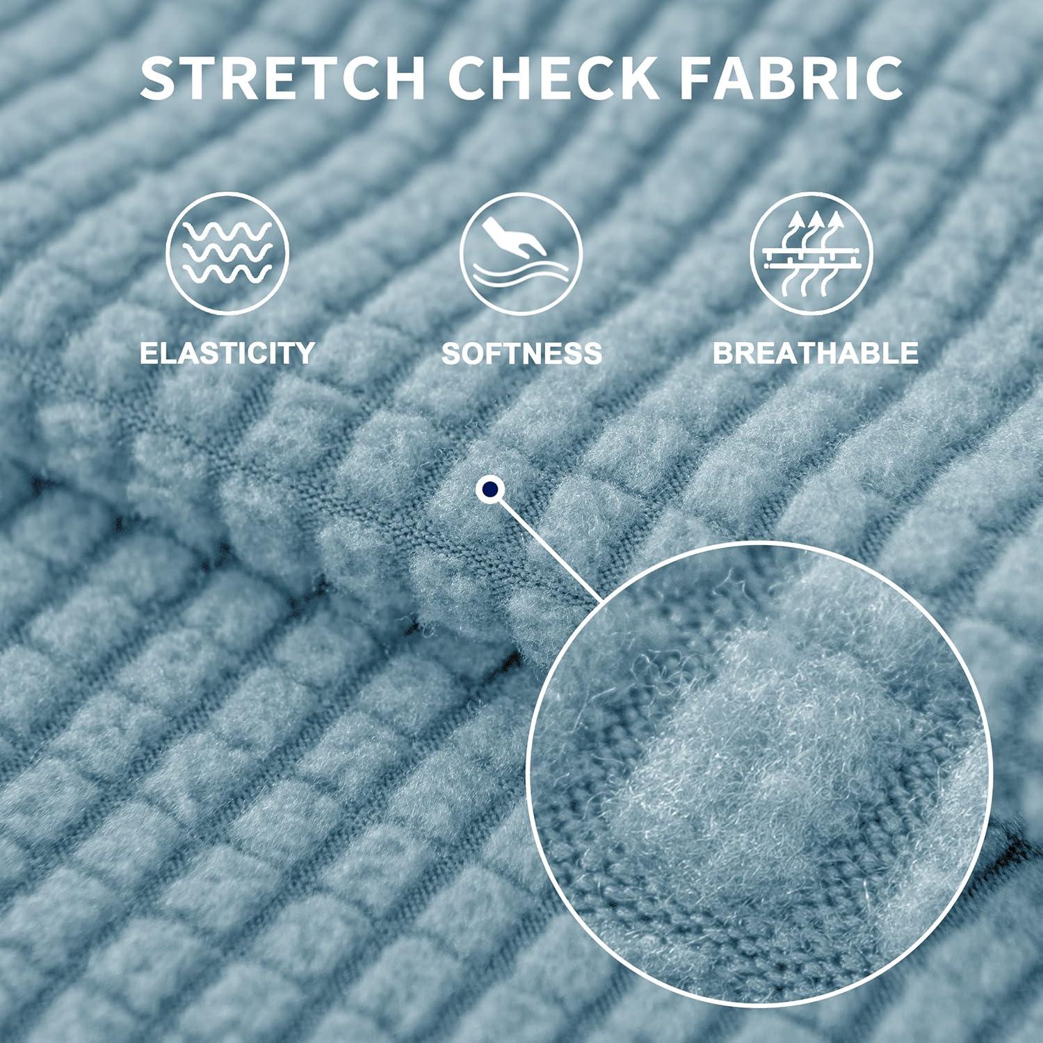 SUBRTEX Stretch Sofa Cover Set 1 Piece Sofa Slipvover with A Gift Cushion Cover for 3 Cushion Couch(Steel Blue,Sofa)