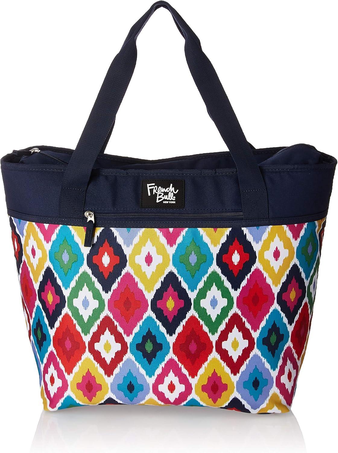 Large Multicolor Ikat Pattern Insulated Picnic Tote Bag