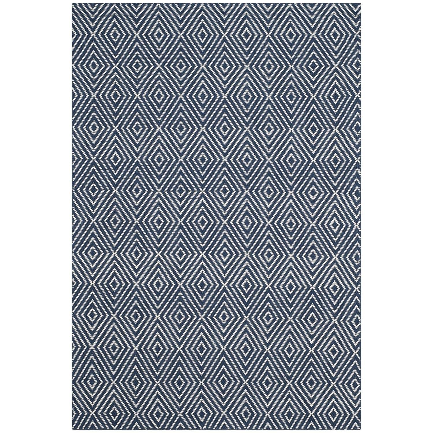 Wilton WIL715 Hand Hooked Indoor Area Rug - Navy/Ivory - 4'x6' - Safavieh