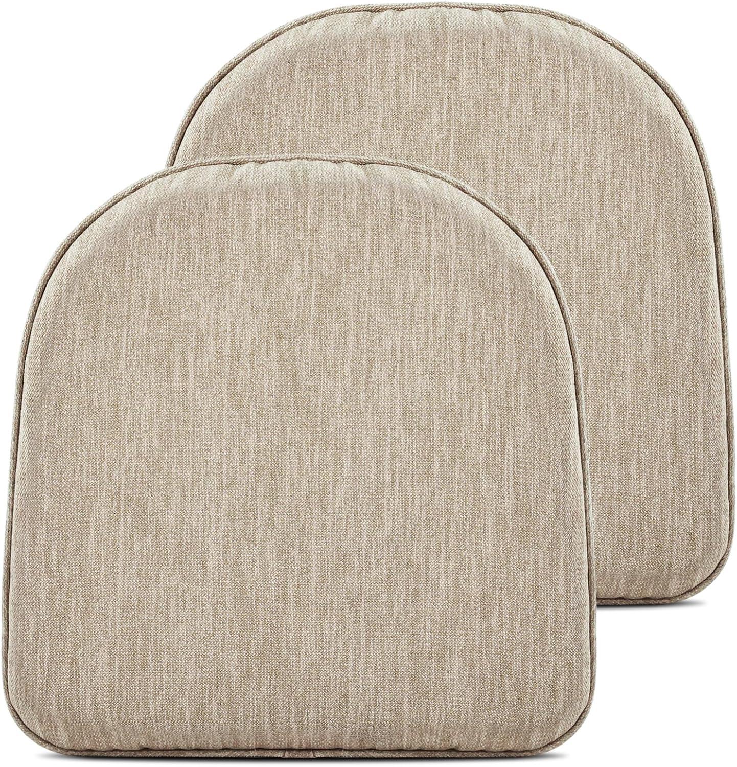 Shinnwa Chair Cushions Set of 4 Seat Cushions Soft Velvet Non Slip Chair Pads for Kitchen Dining Chairs 15 x 16 inch, Gray