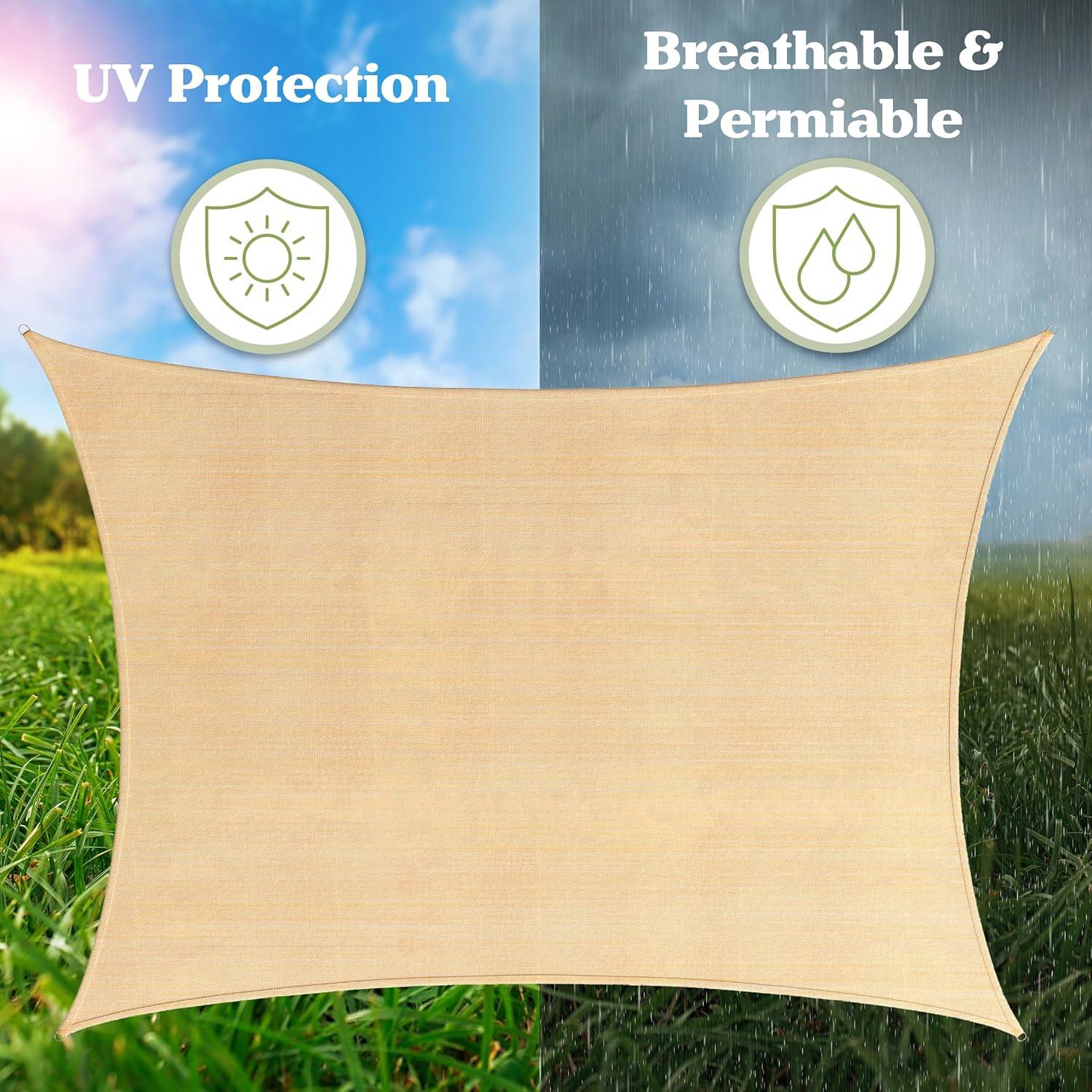 Pure Garden Sun Shade Canopy - 10x13ft Curved Rectangle Sun Shade Sail with UV Protection - Sun Shades Outdoor Patio or Pool Canopy - Sunshades for Patio, Yard, Deck or Outdoor Activities by Pure Garden