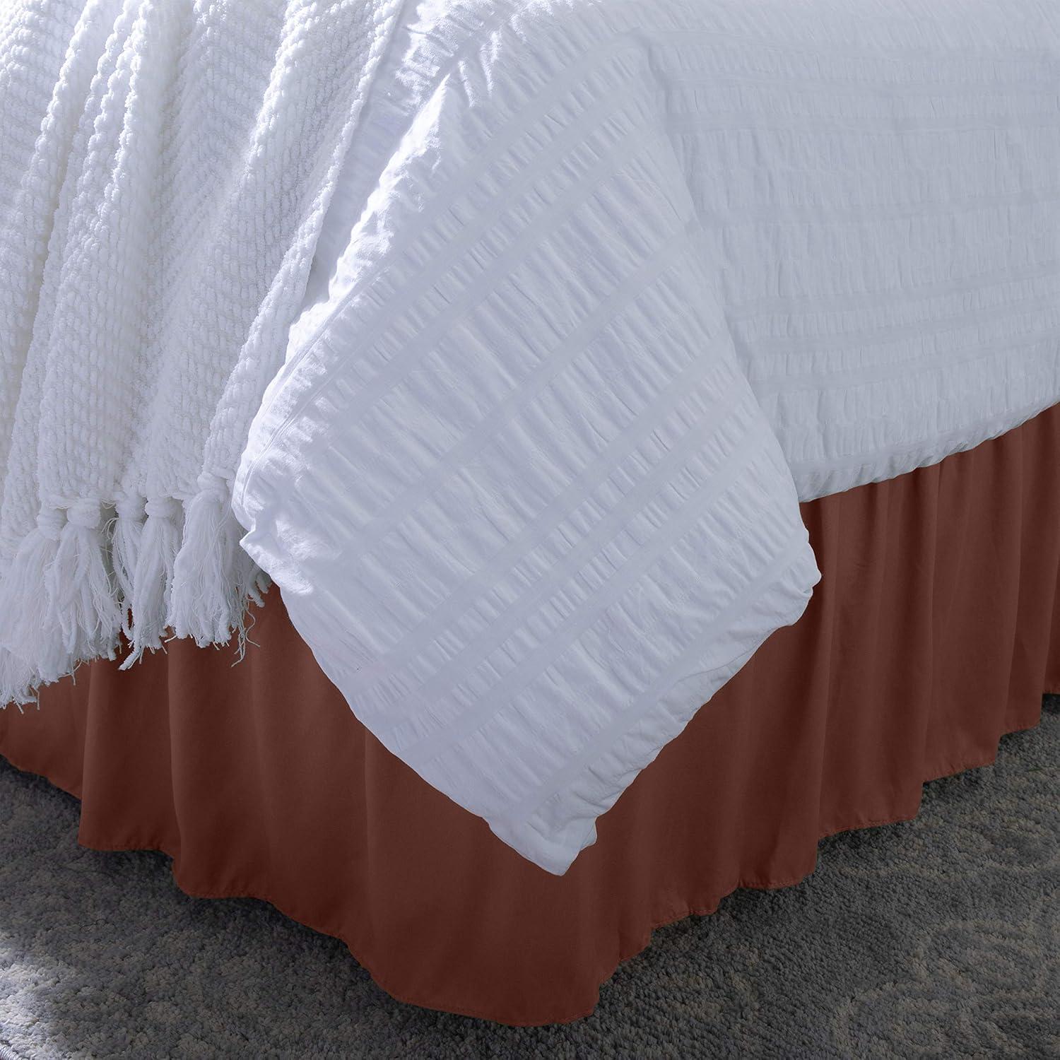 Home Details 14" Drop Wrap Around Bed Ruffle Adult Queen/King in Chocolate Brown