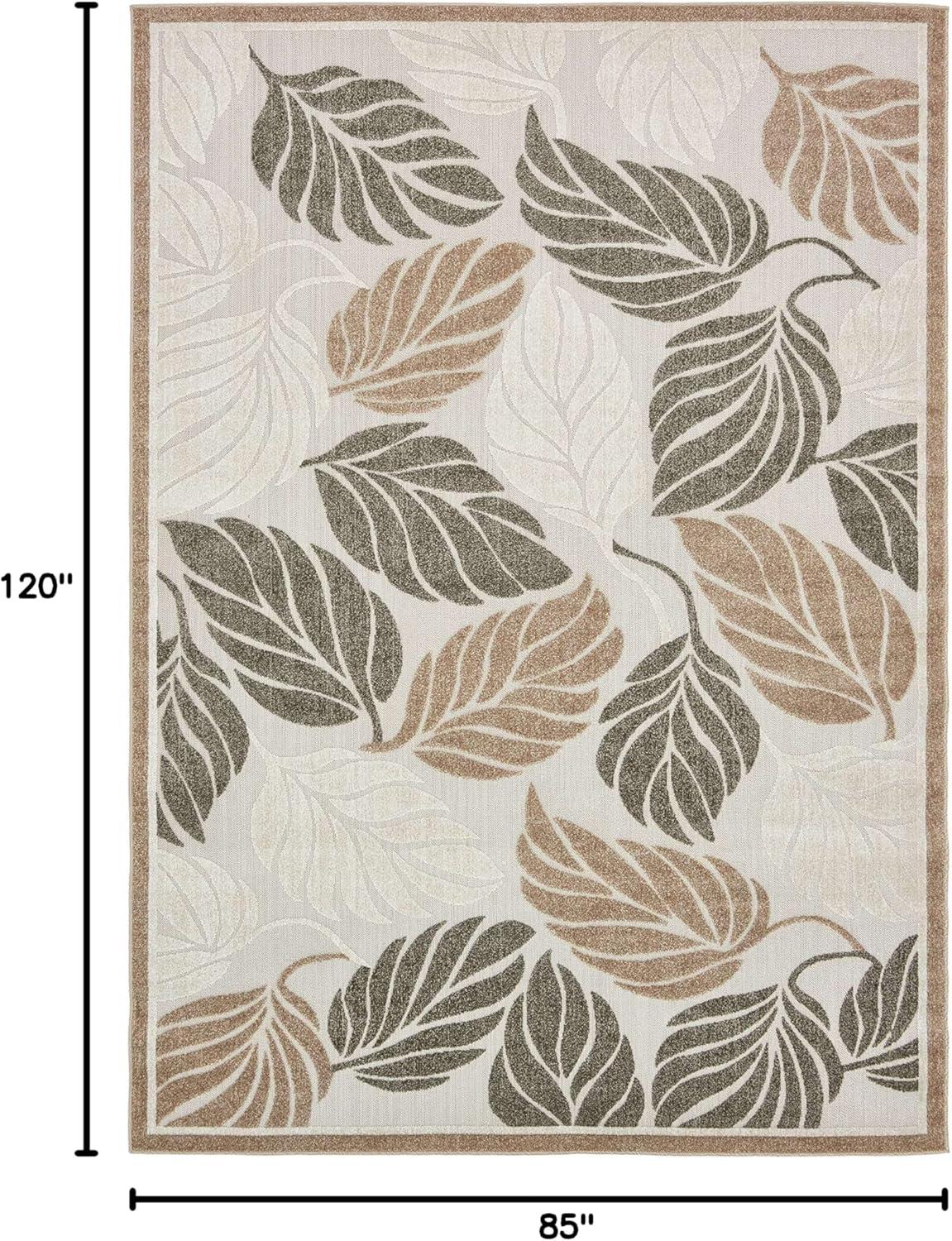 Unique Loom 7' 1 x 10' 0 Beige Outdoor Botanical Augusta Area Rug