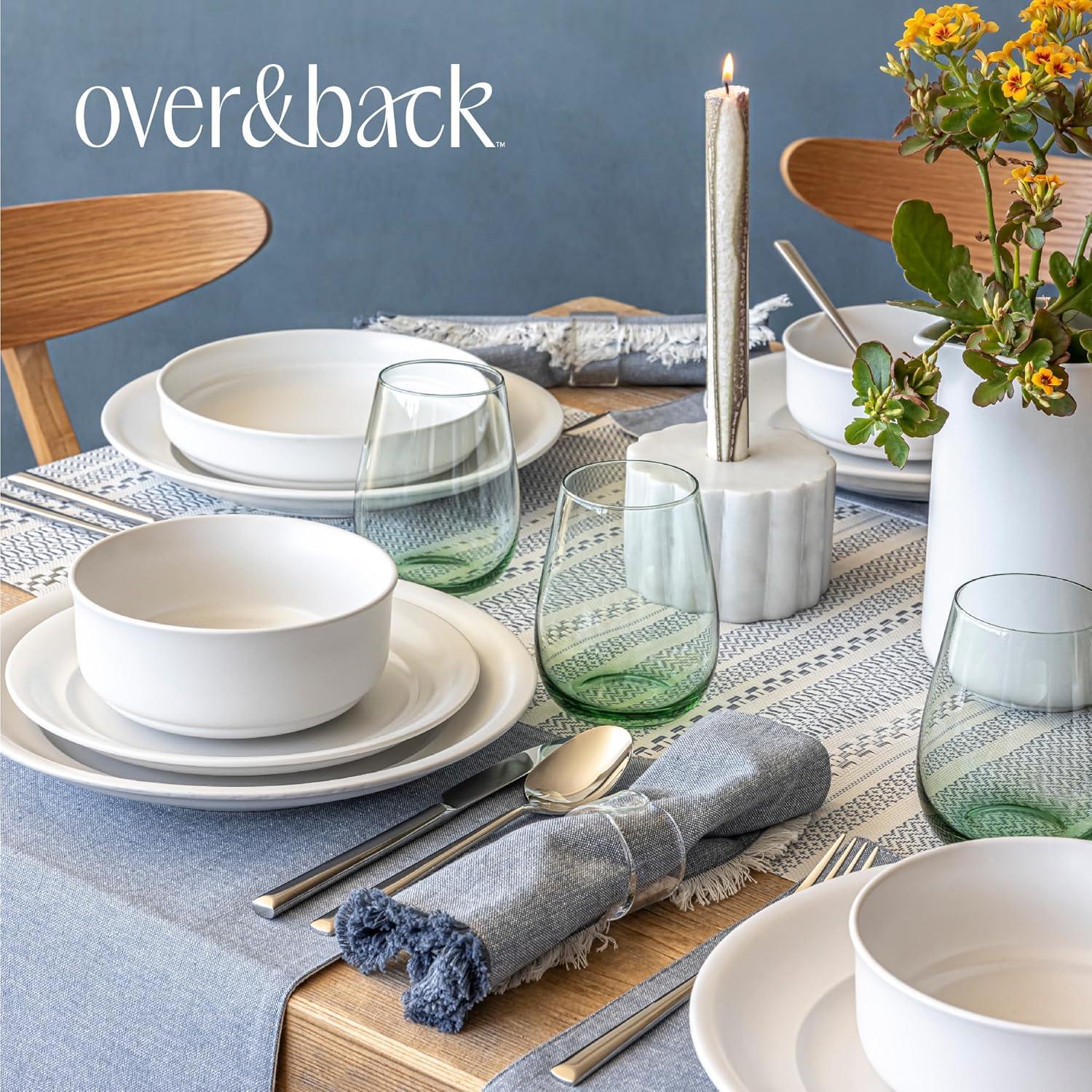 over&back Rimmed 16-Piece Semi Hand-Finished Stoneware Dinnerware Set, Service for 4