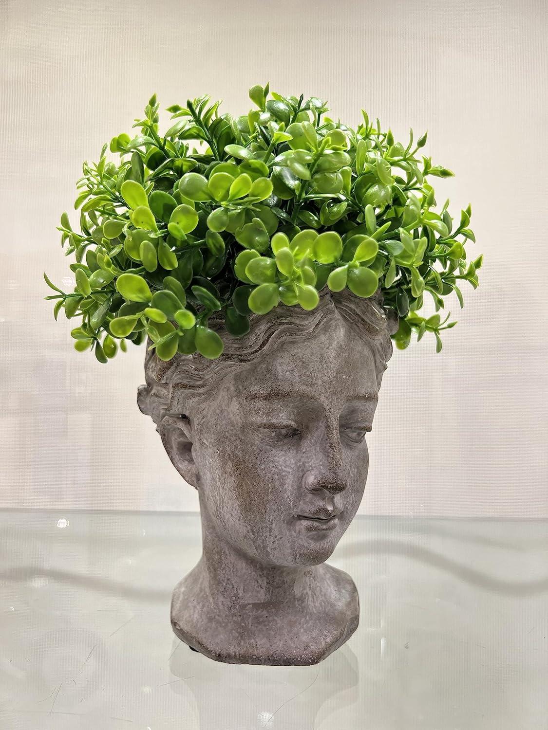 Abbott Collections  6.5 in. Extra Woman Head Planter, Grey - Small