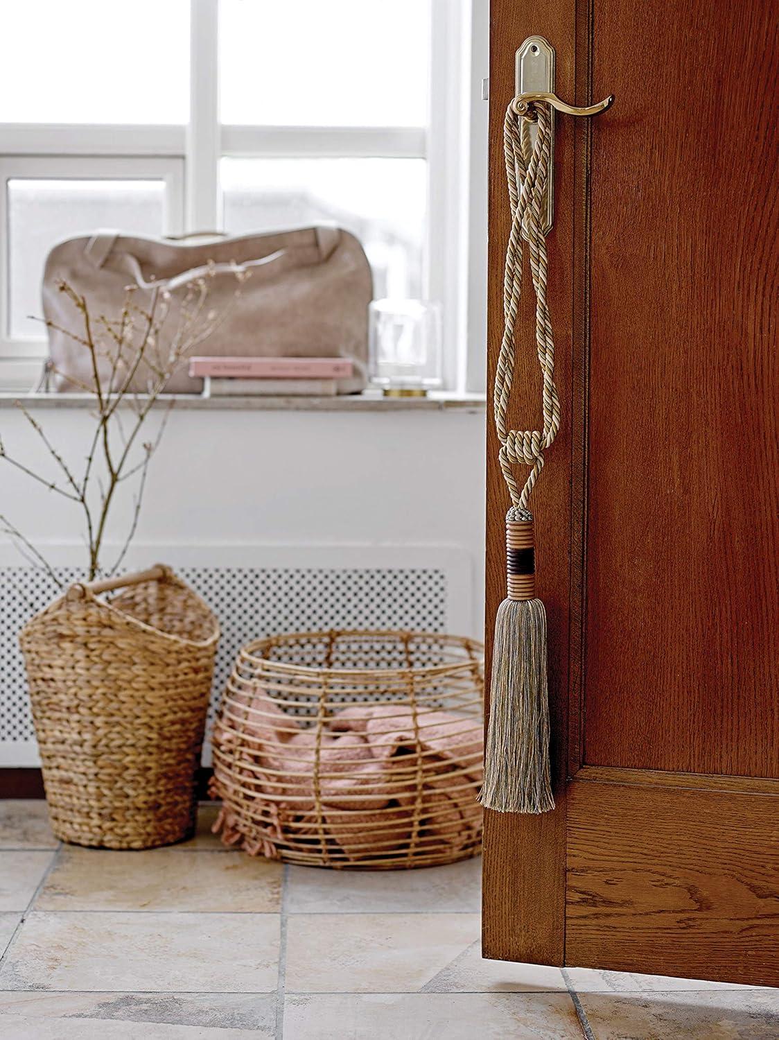 Desert Fields Bankuan Braided Oval Toilet Paper Basket with Wood Bar