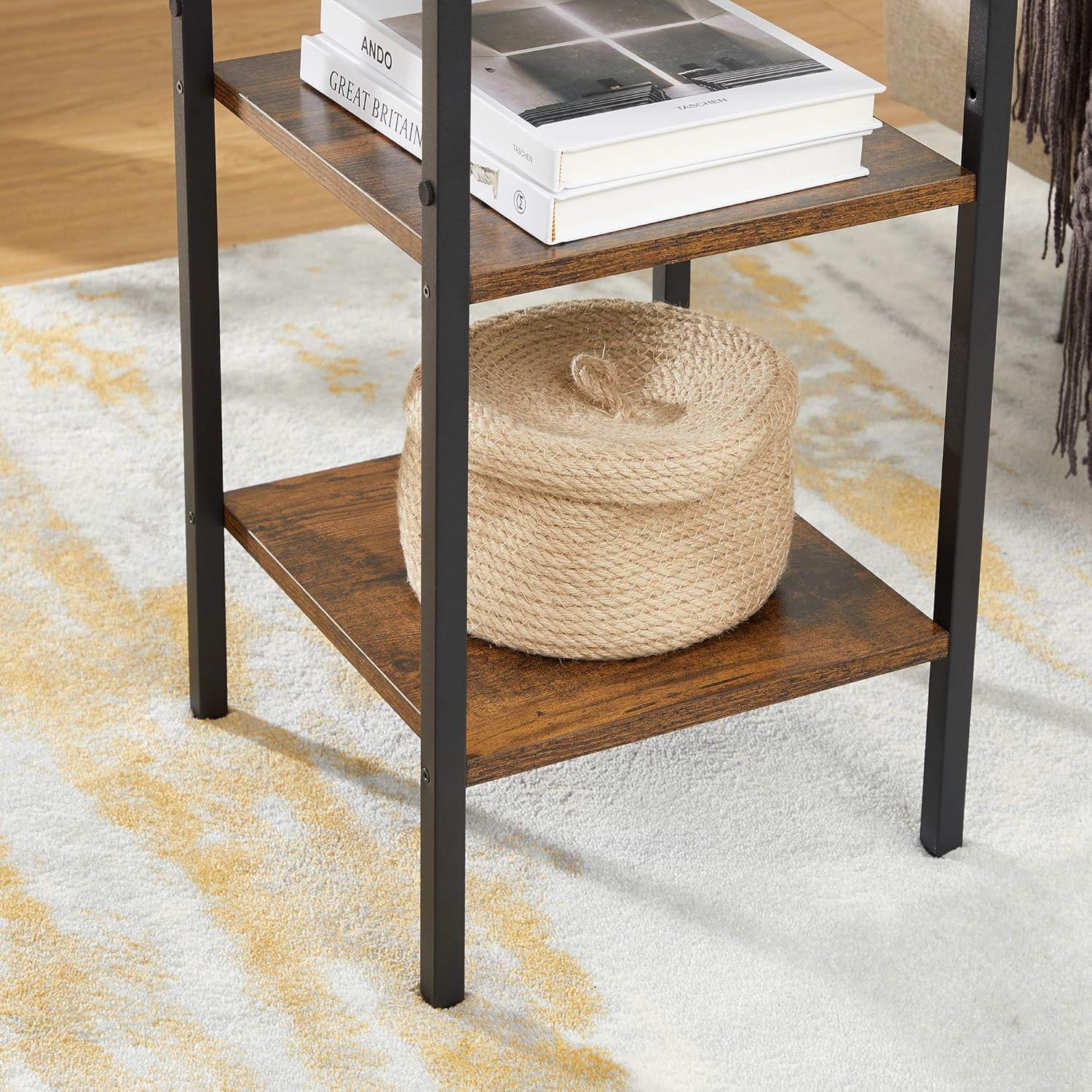 VASAGLE End Table Side Table Industrial Nightstand with 1 Drawer and 2 Shelves Rustic Brown