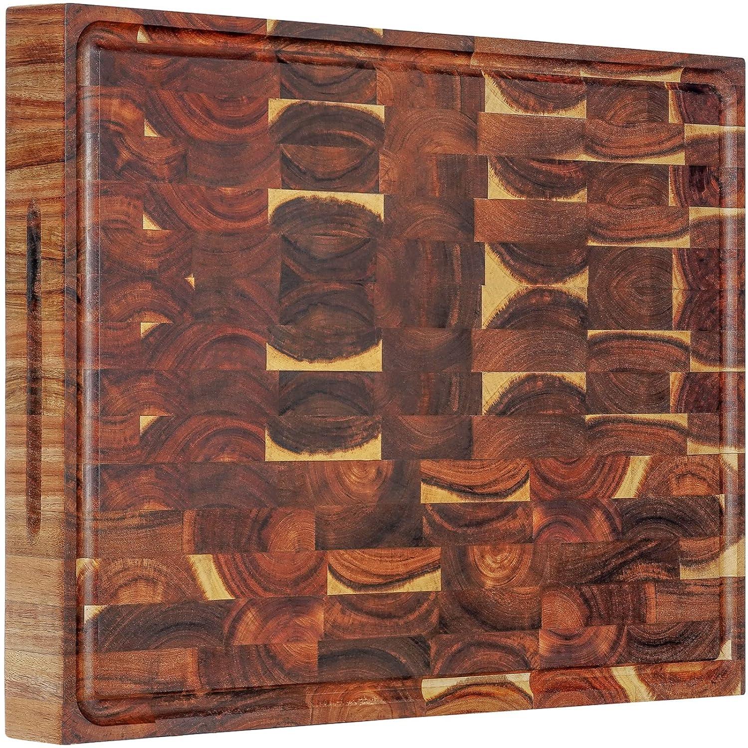 Extra Large Acacia Wood End Grain Cutting Board with Juice Groove