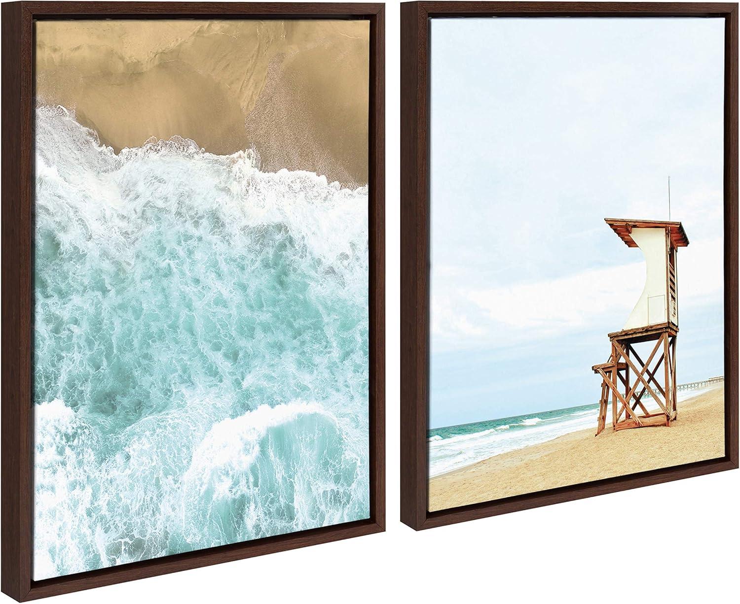 18" x 24" 2pc Sylvie Ocean Beach Framed Canvas Set by the Creative Bunch Studio Brown - Kate & Laurel All Things Decor