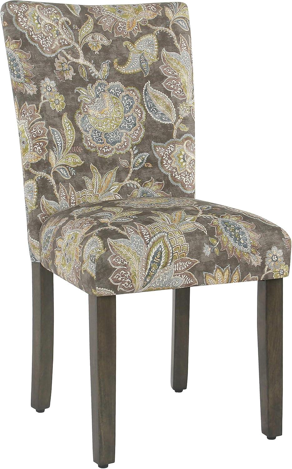 HomePop Parsons Classic Upholstered Accent Dining Chair, Set of 2, Multicolor Gray Floral