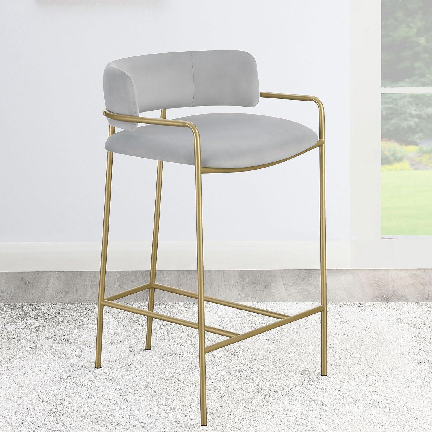Newline Comstock Upholstered Low Back Stool Grey And Gold