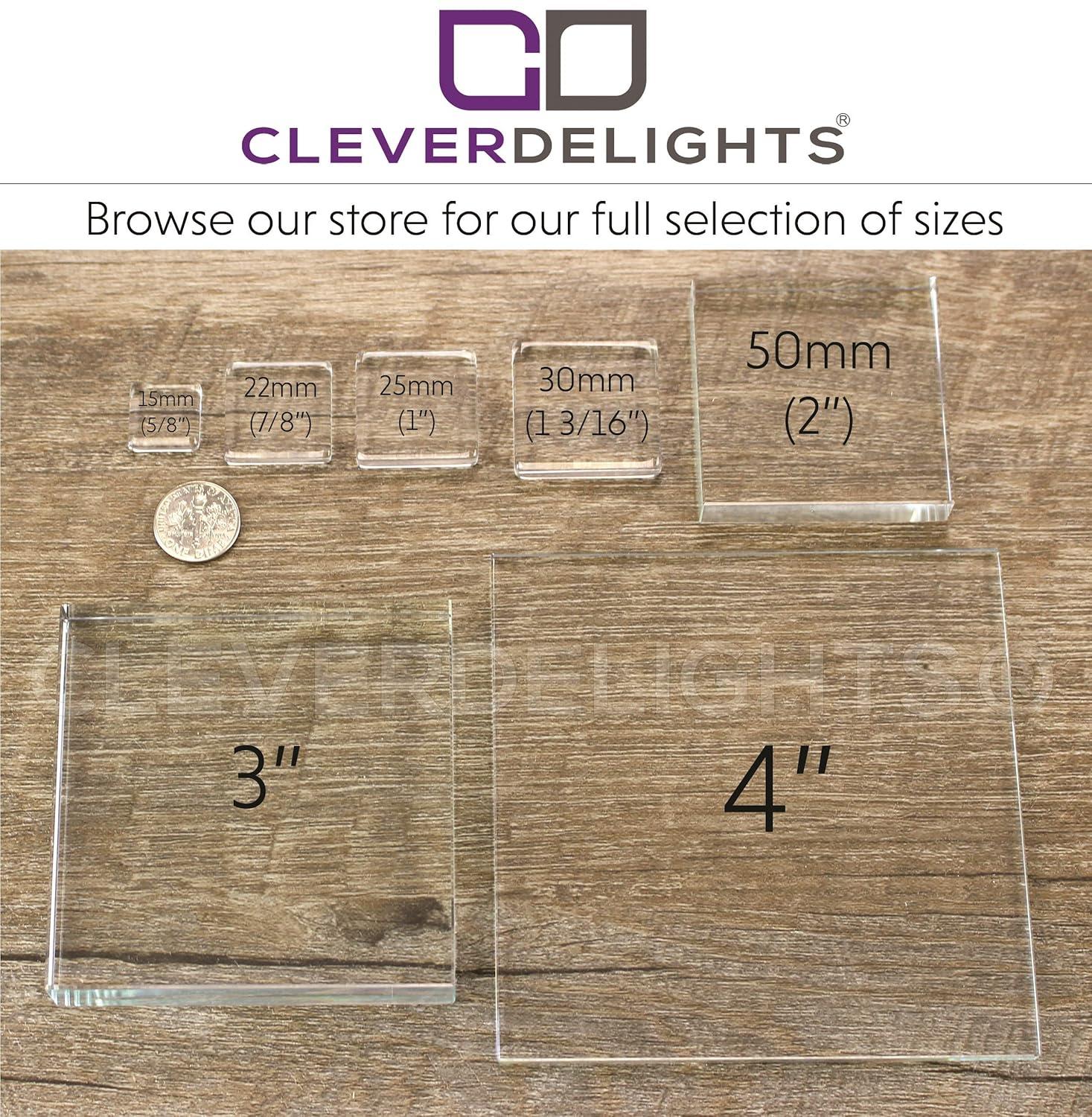 CleverDelights 1" Square Glass Tiles - 50 Pack - Clear 1 Inch Craft Tiles