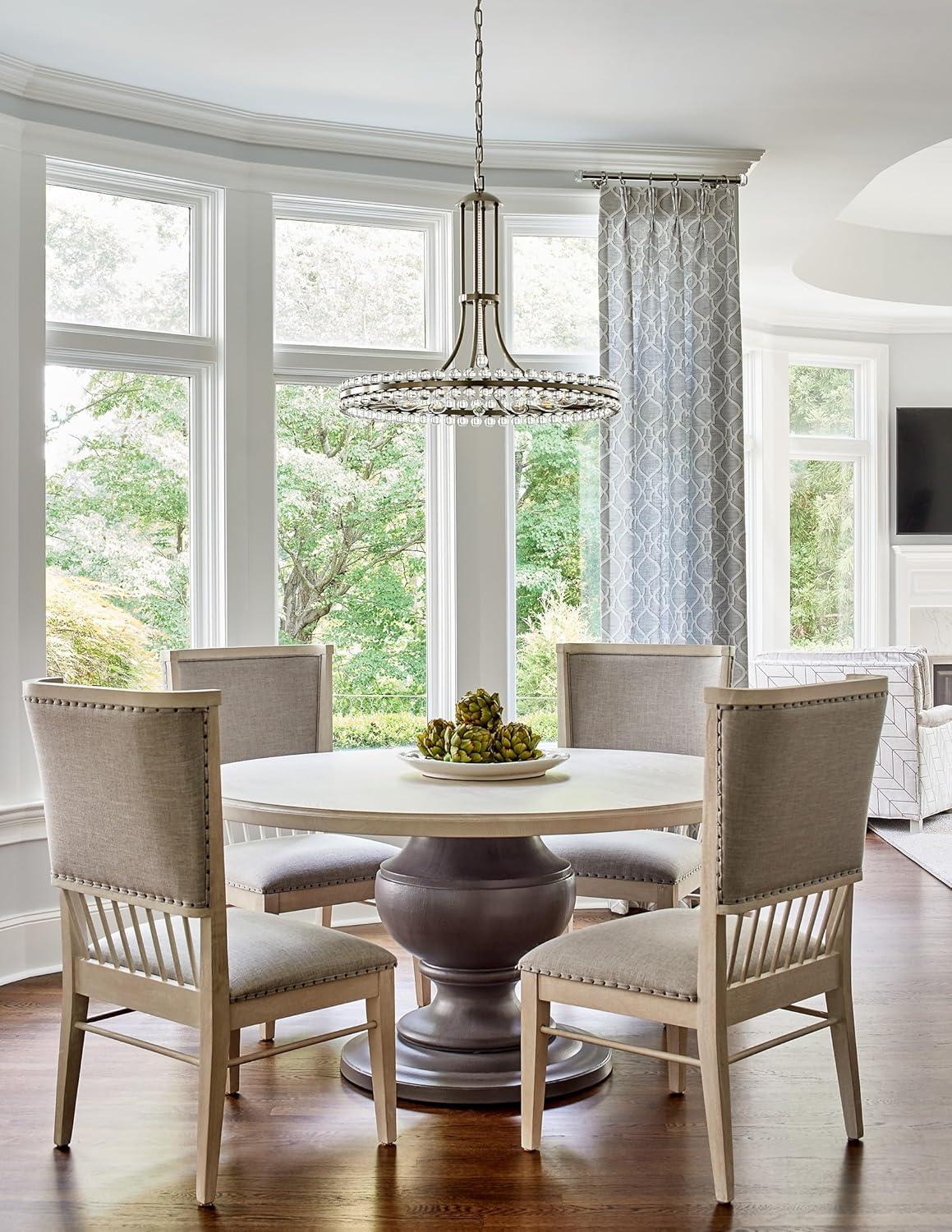 Brushed Nickel and Glass 12-Light Chandelier