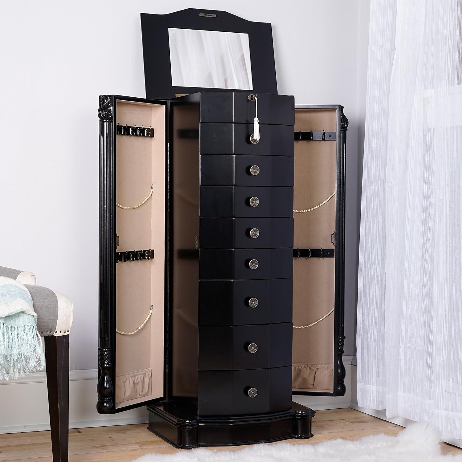 Hives and Honey Florence 8 Drawer Standing Jewelry Armoire - Rich Black
