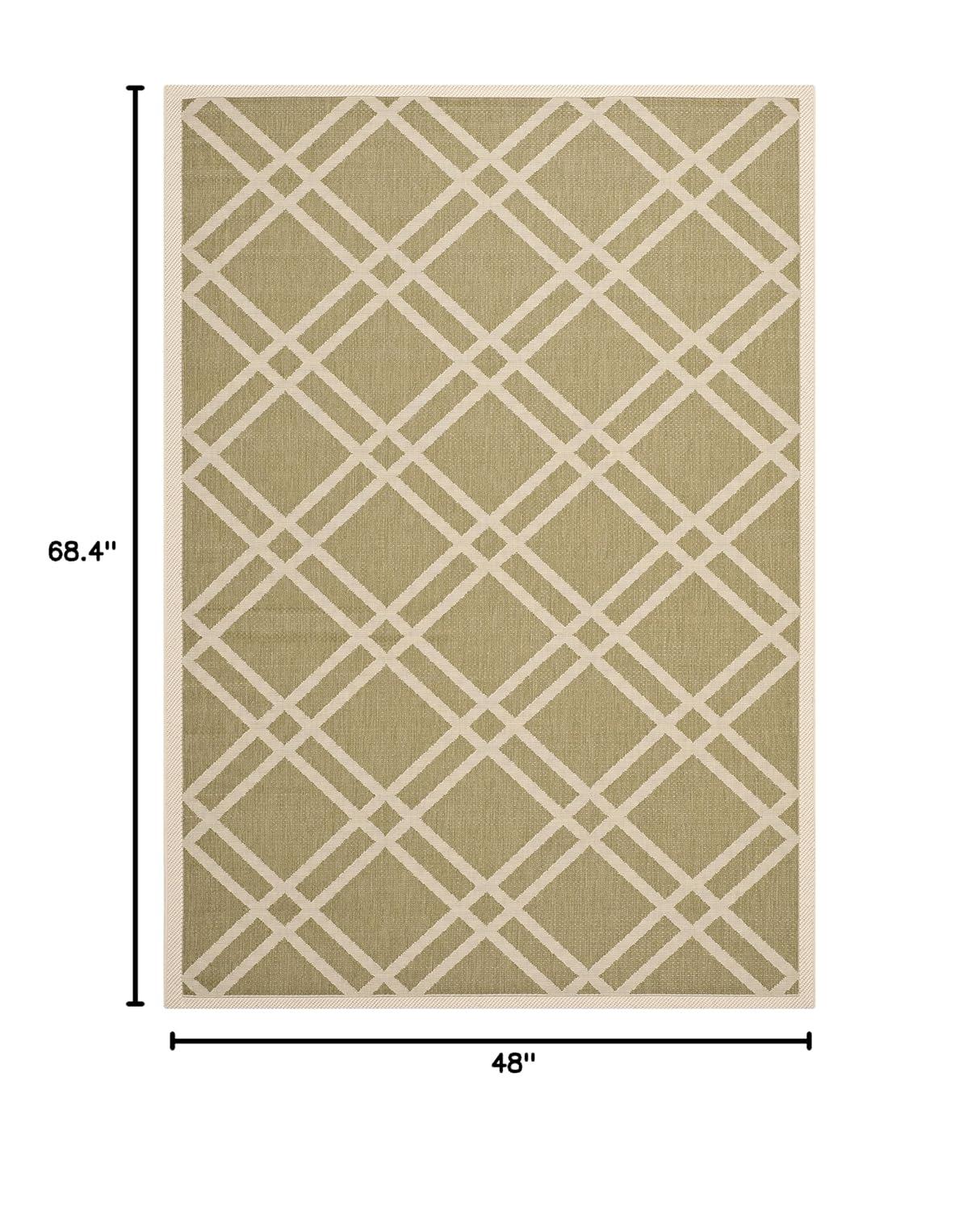 SAFAVIEH Courtyard Jasper Geometric Bordered Indoor/Outdoor Area Rug, 4' x 5'7", Green/Beige