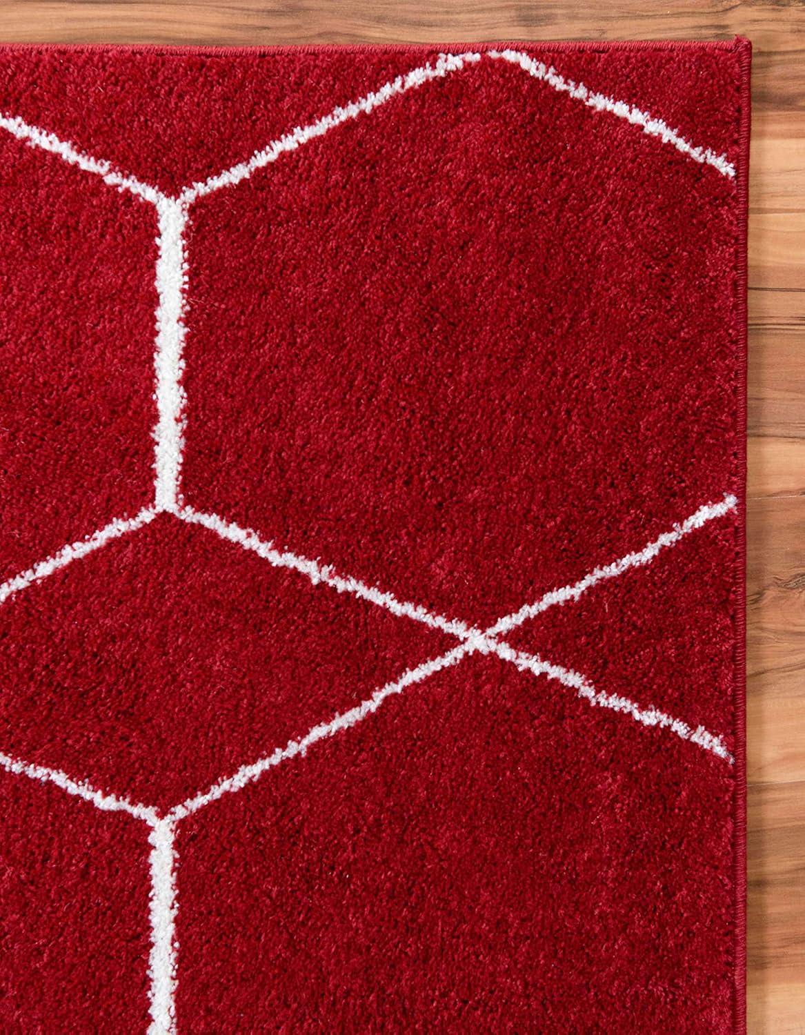 Unique Loom 8' 0 x 10' 0 Trellis Frieze Geometric Red Area Rug