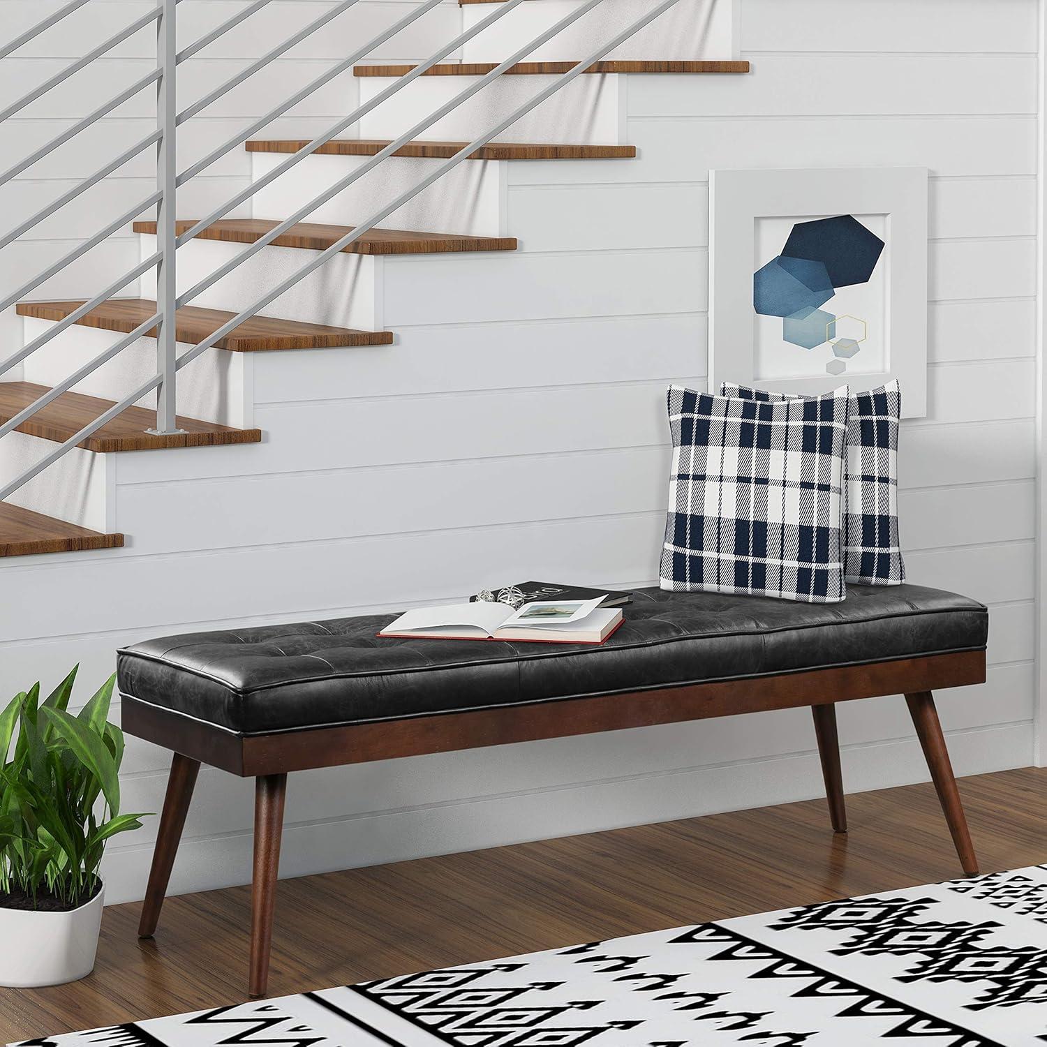 Athan Full-Grain Italian Genuine Leather Bench