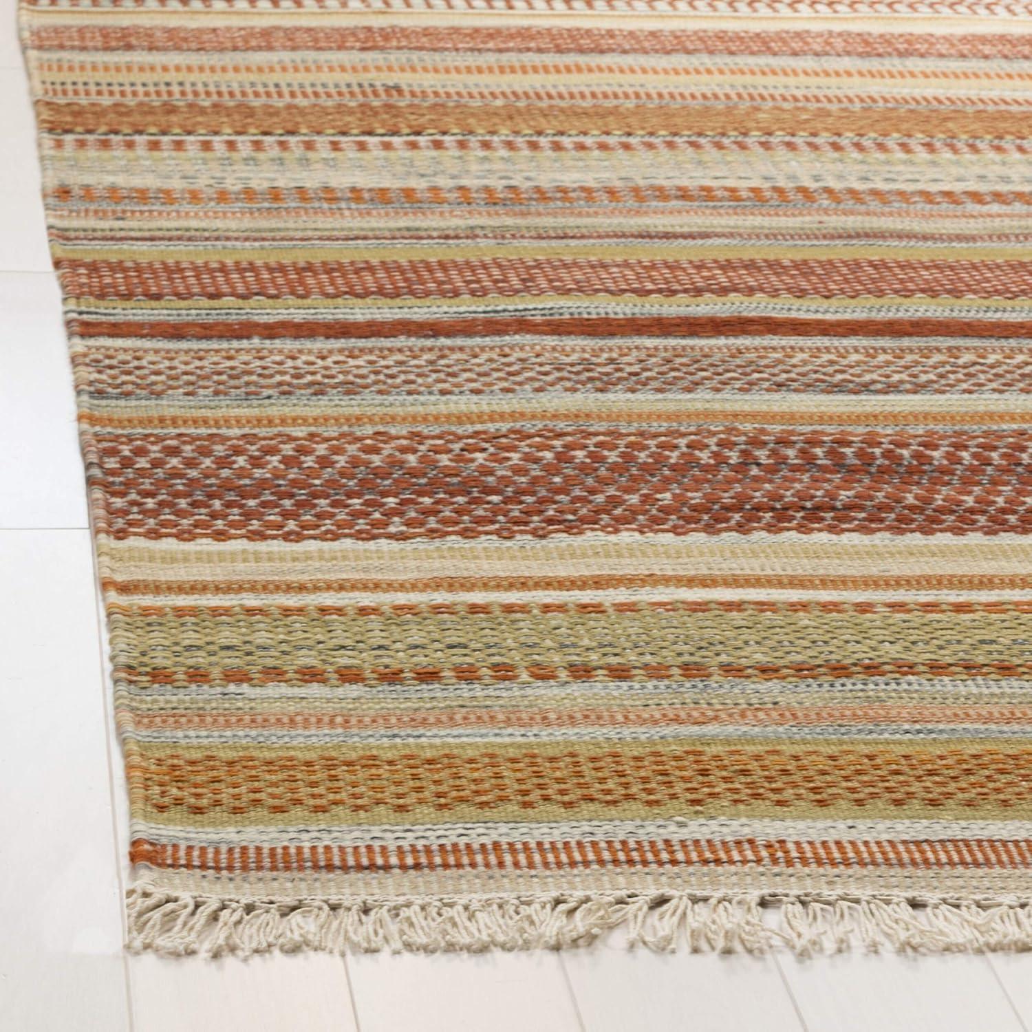 Striped Kilim STK311 Hand Woven Indoor Area Rug - Beige - 6'x9' - Safavieh.