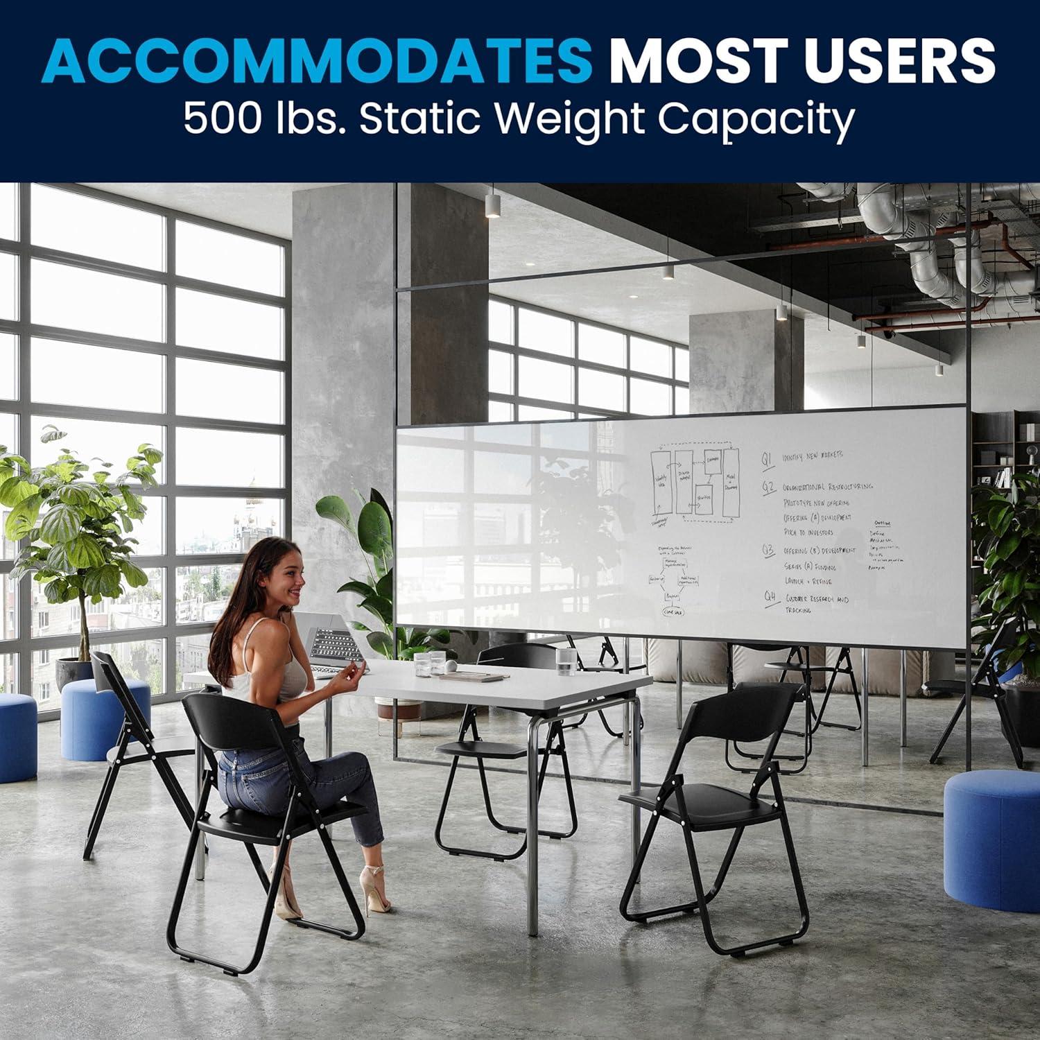 Flash Furniture 2 Pack HERCULES Series 500 lb. Capacity Heavy Duty Black Plastic Folding Chair with Built-in Ganging Brackets