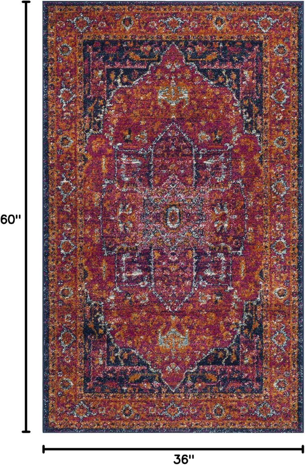 SAFAVIEH Evoke Westley Traditional Floral Area Rug, Fuchsia/Orange, 3' x 5'