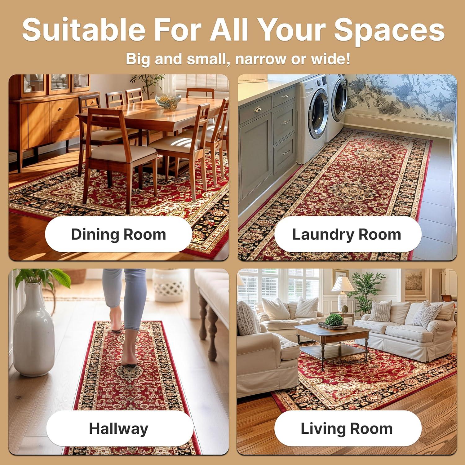 Noble Medallion Red Persian Floral Oriental Formal Traditional Rug 2x7 ( 2'3" x 7'3" Runner ) Easy to Clean Stain Fade Resistant Shed Free Modern Contemporary Transitional Soft Living Dining