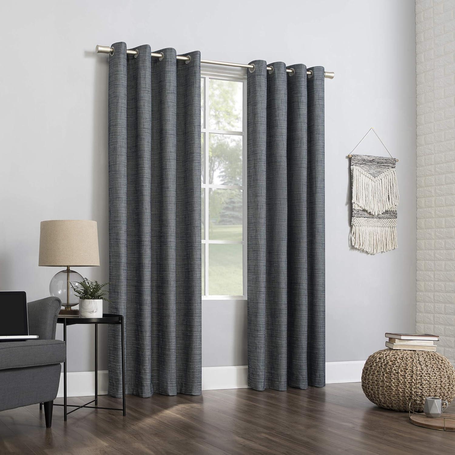 Kline Burlap Weave Thermal 100% Blackout Grommet Top Curtain Panel - Sun Zero