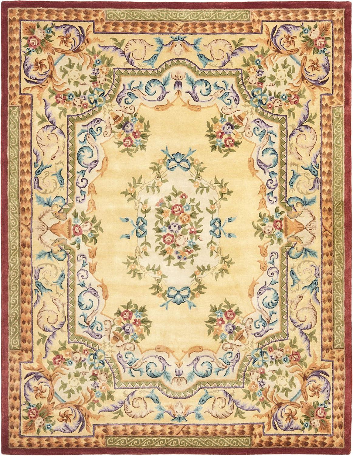 SAFAVIEH Empire Kathleen Floral Wool Area Rug, Gold, 9' x 12'