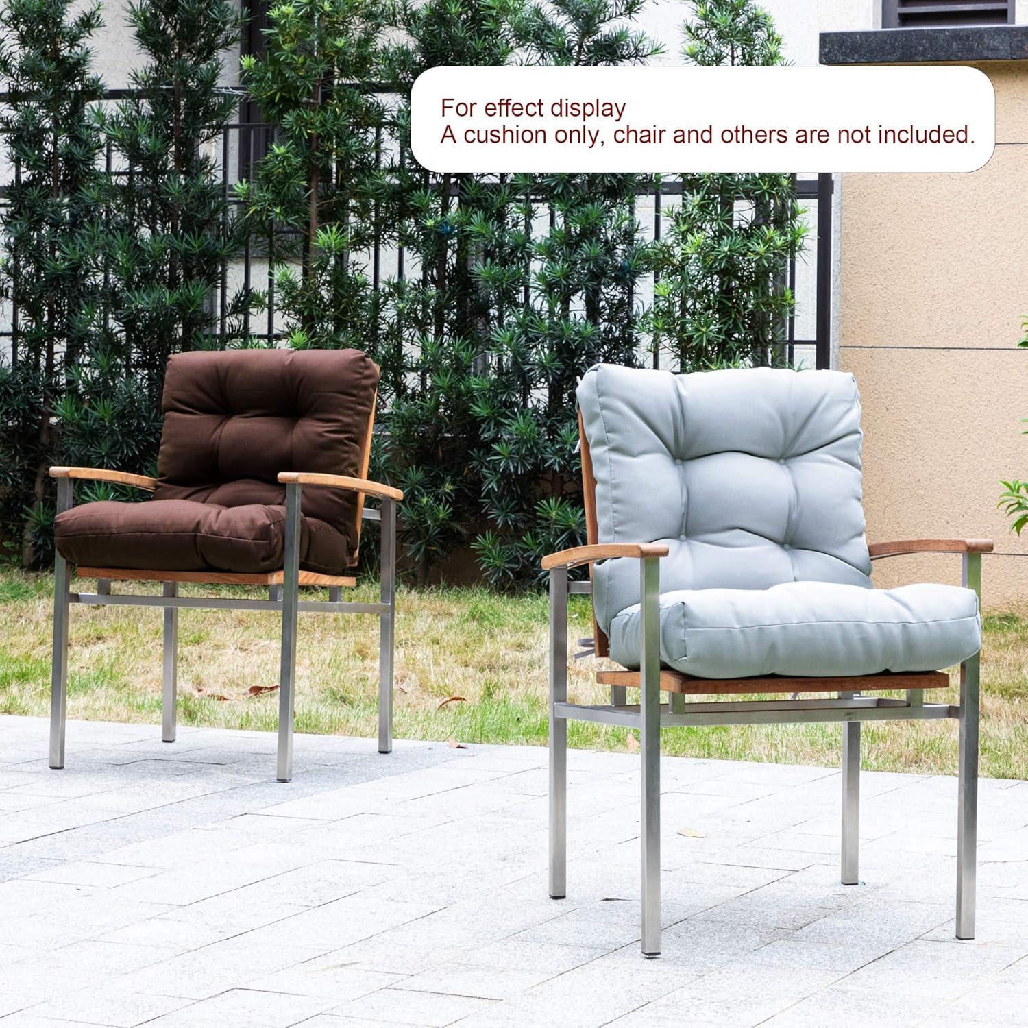 Outdoor Cushions Dinning Chair Cushions with back Wicker Tufted Pillow for Patio Furniture in Gray