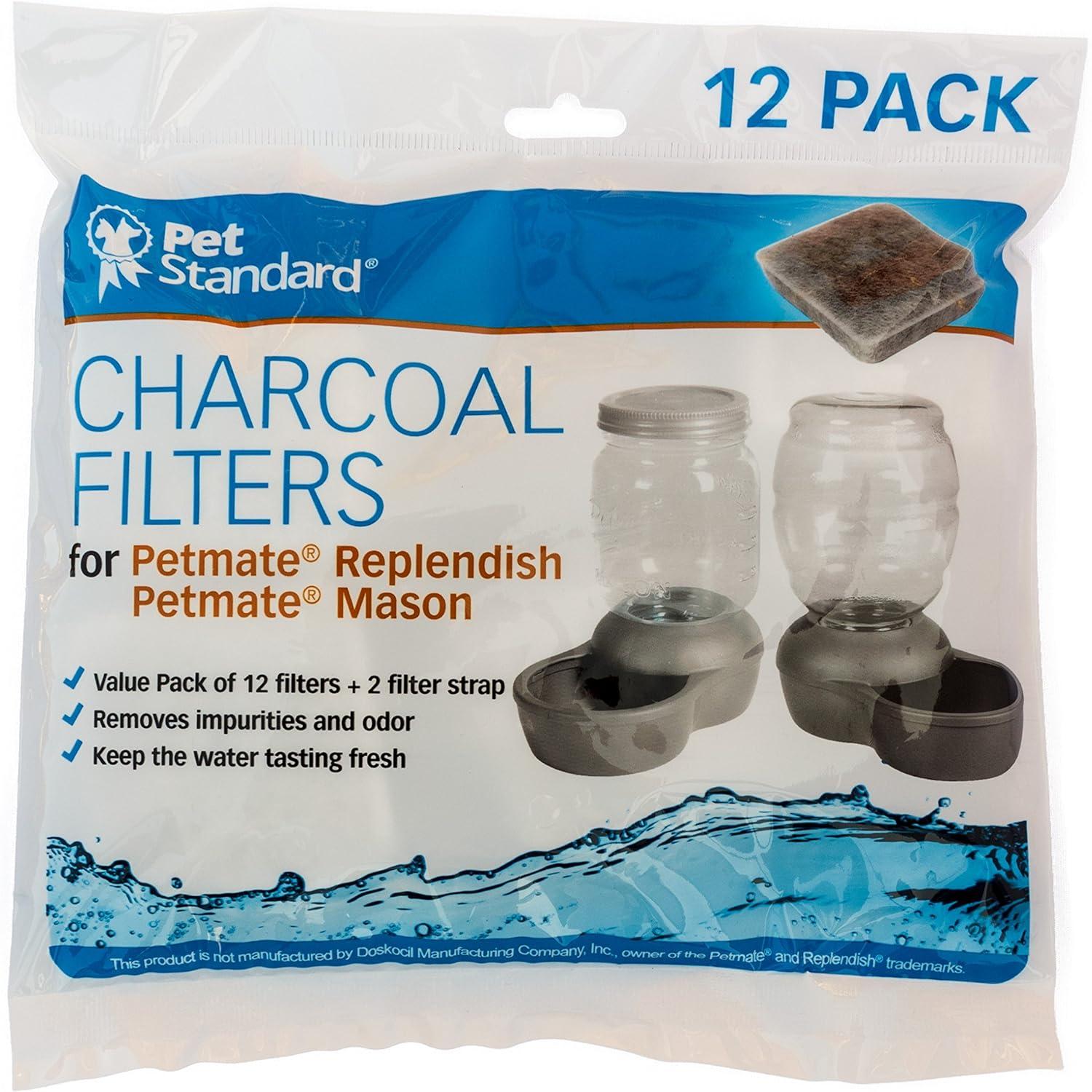 PetStandard Filters Compatible with Petmate Replendish and Petmate Mason Pet Fountains, Pack of 12