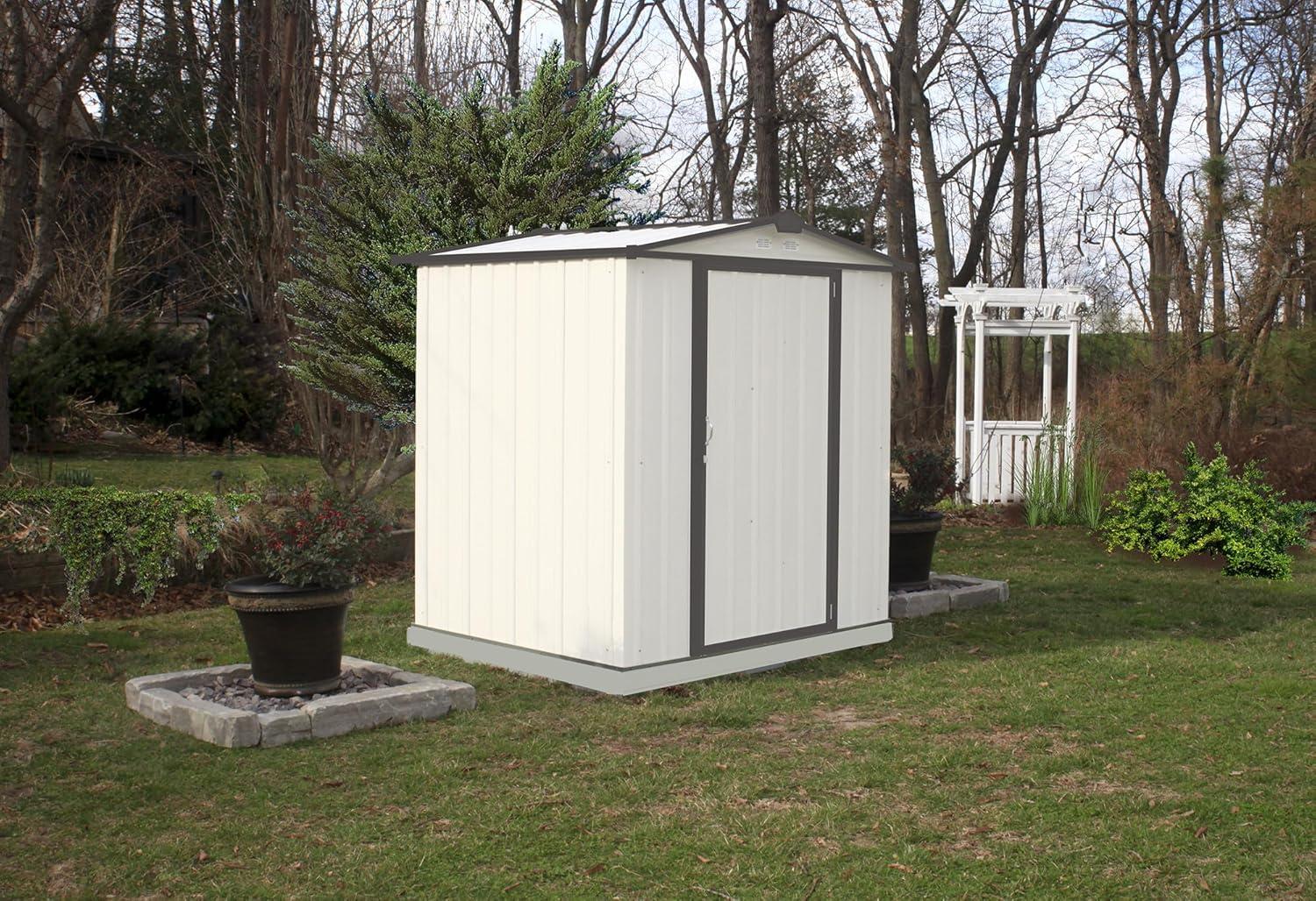 Cream and Charcoal 6' x 5' Steel Storage Shed with Swing Door