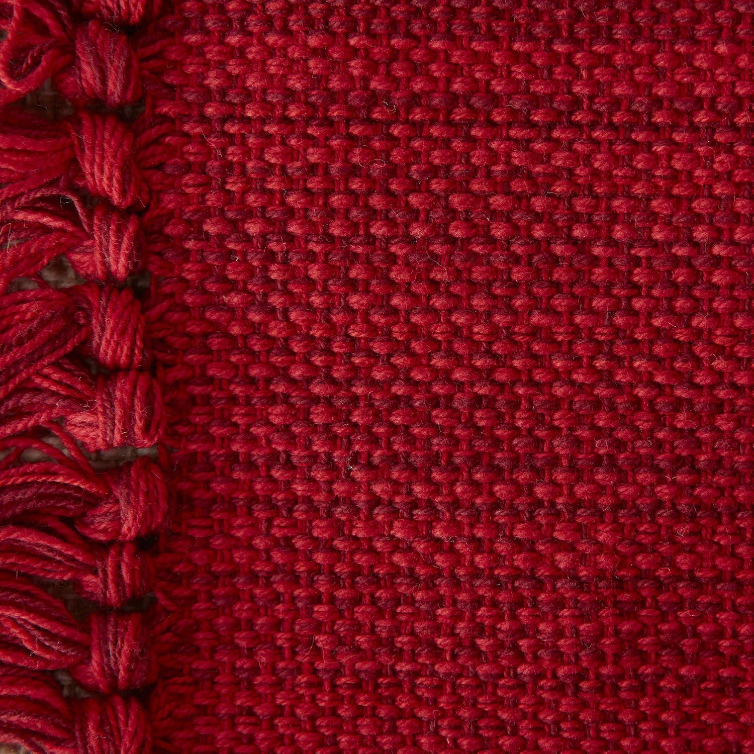 DII Variegated Fringe Placemat Set 8 Piece, Tango Red, MT 13x19", NP 20x20"