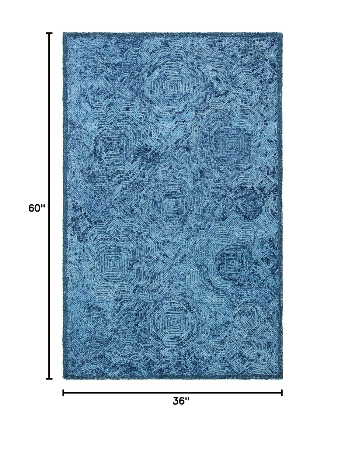 Ikat IKT506 Hand Tufted Accent Rug - Dark Blue - 3'x5' - Safavieh