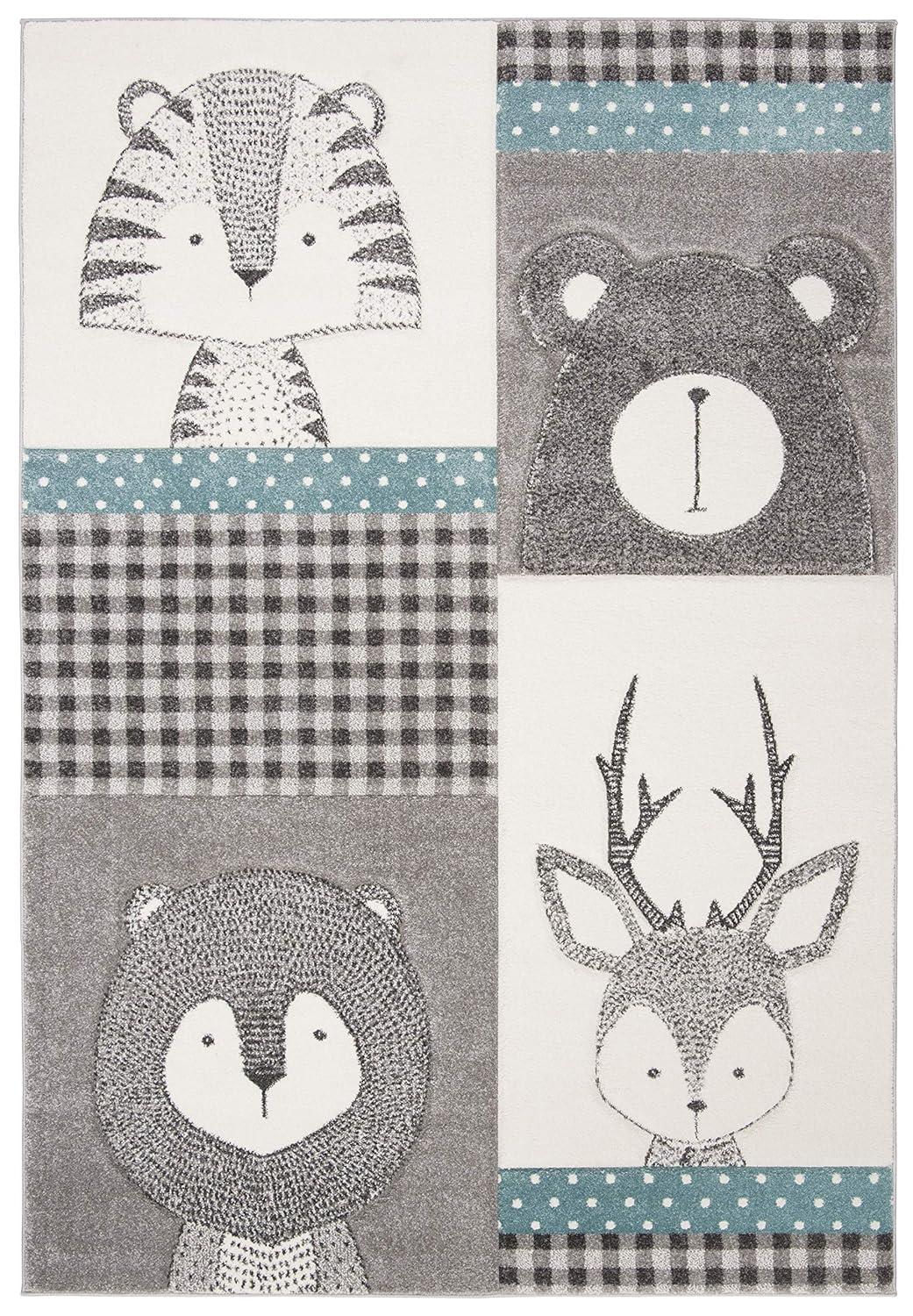 Carousel Kids CRK188 Loomed Indoor Area Rug - Grey/Ivory - 5'3"x7'6" - Safavieh