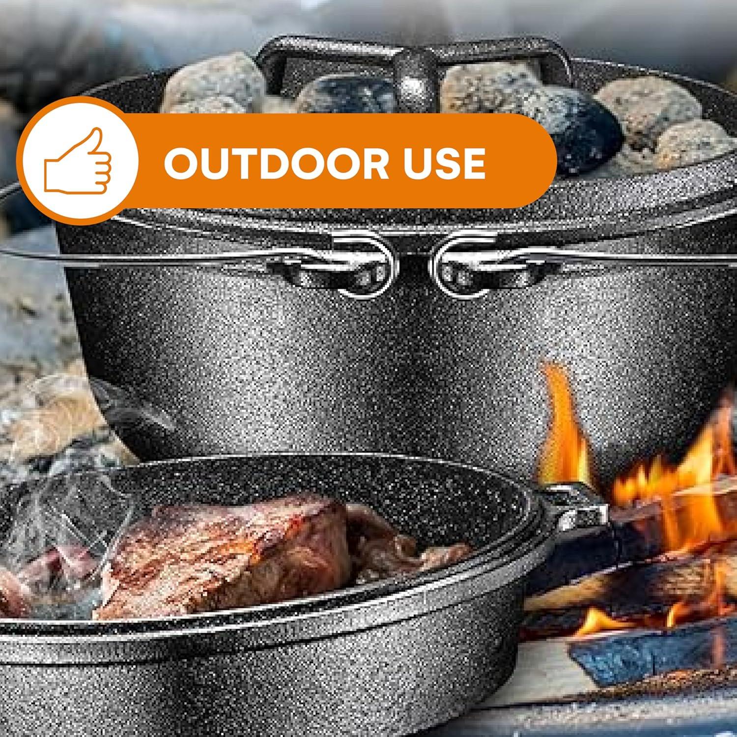 Bruntmor Pre-Seasoned 7pc Cast Iron Cookware Set w/Multi Cooker, Grill Pan, Dutch Oven