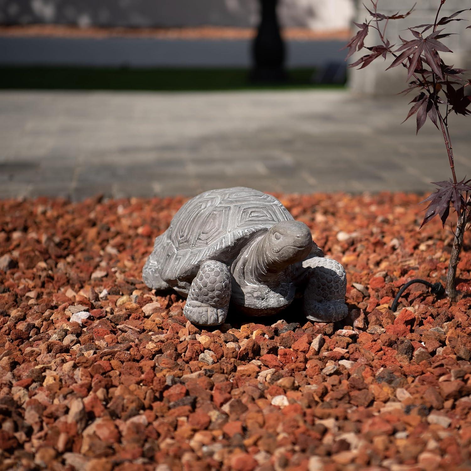 16.1" Grey Polystone Walking Turtle Statue for Indoor Outdoor Decor