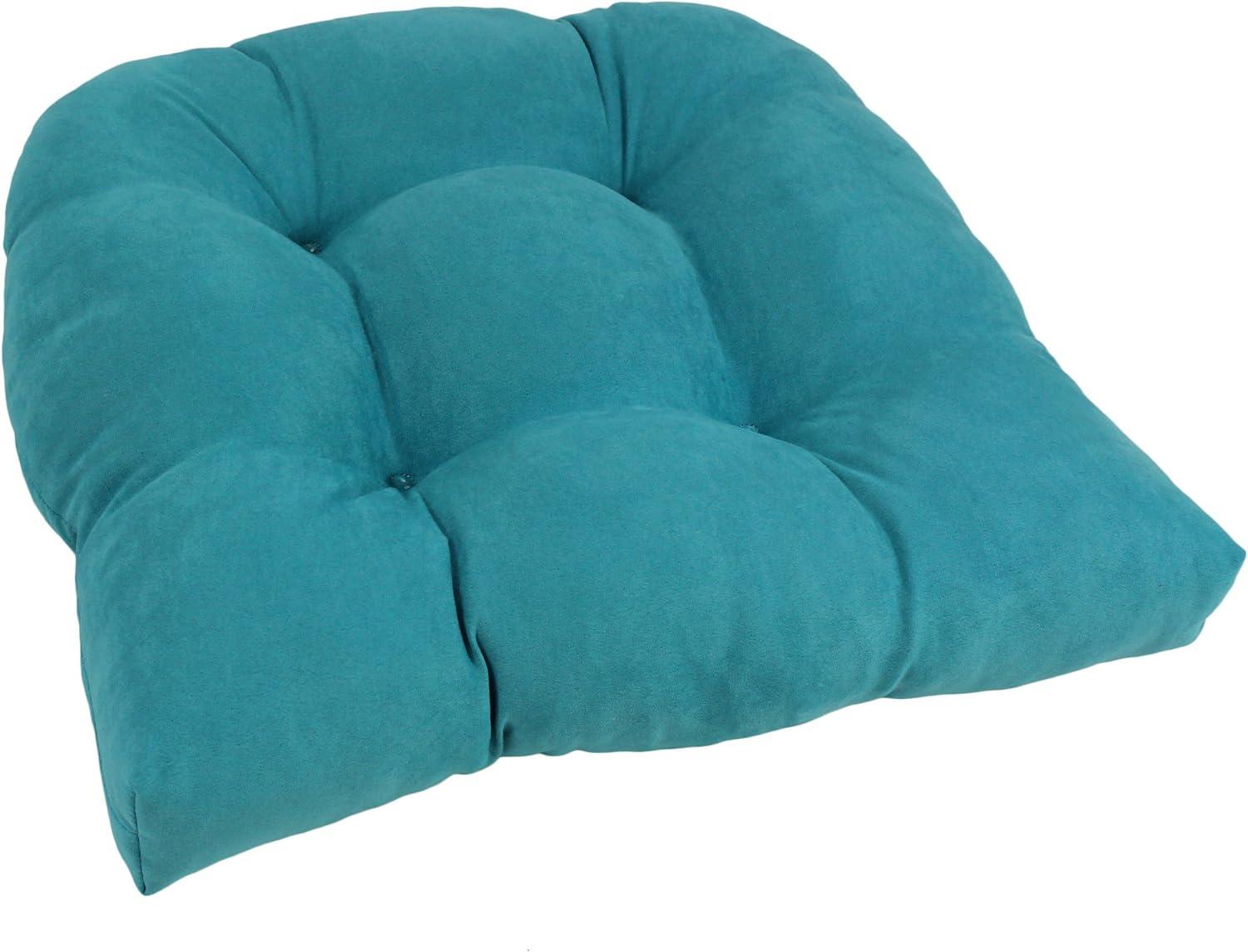 Aqua Blue 19" x 19" Microsuede Tufted Chair Cushion