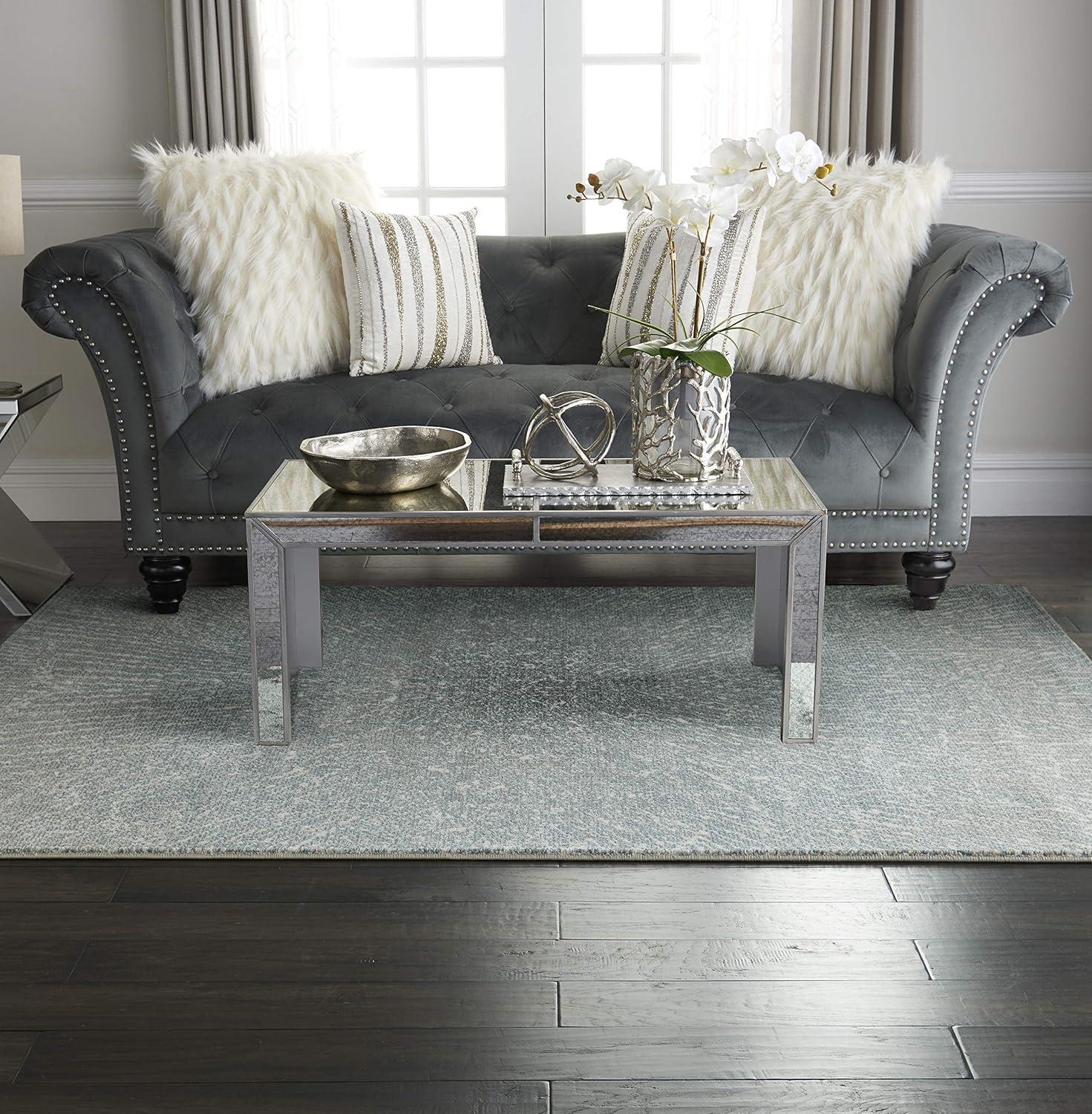 Abstract Elegance 70''x46'' Easy-Care Synthetic Area Rug in Grey