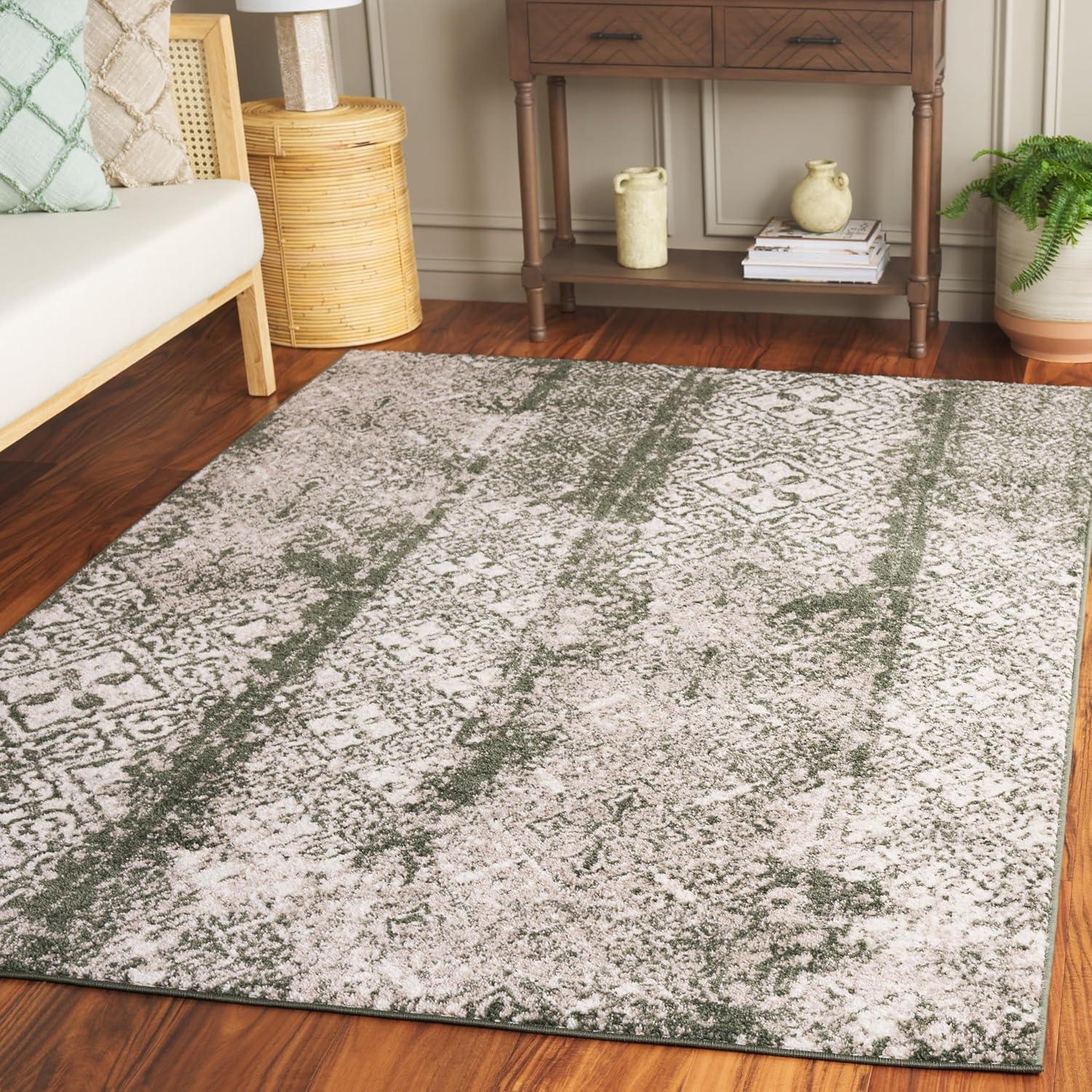 SAFAVIEH Adirondack Montague Geometric Area Rug, Dark Green/Ivory, 4' x 6'