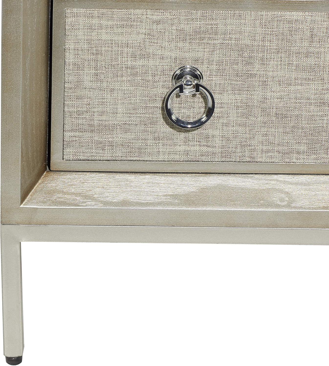 Imboden Wooden Upholstered Front Panel 3 Drawer Room Chest with Mirrored Top and Ring Handles