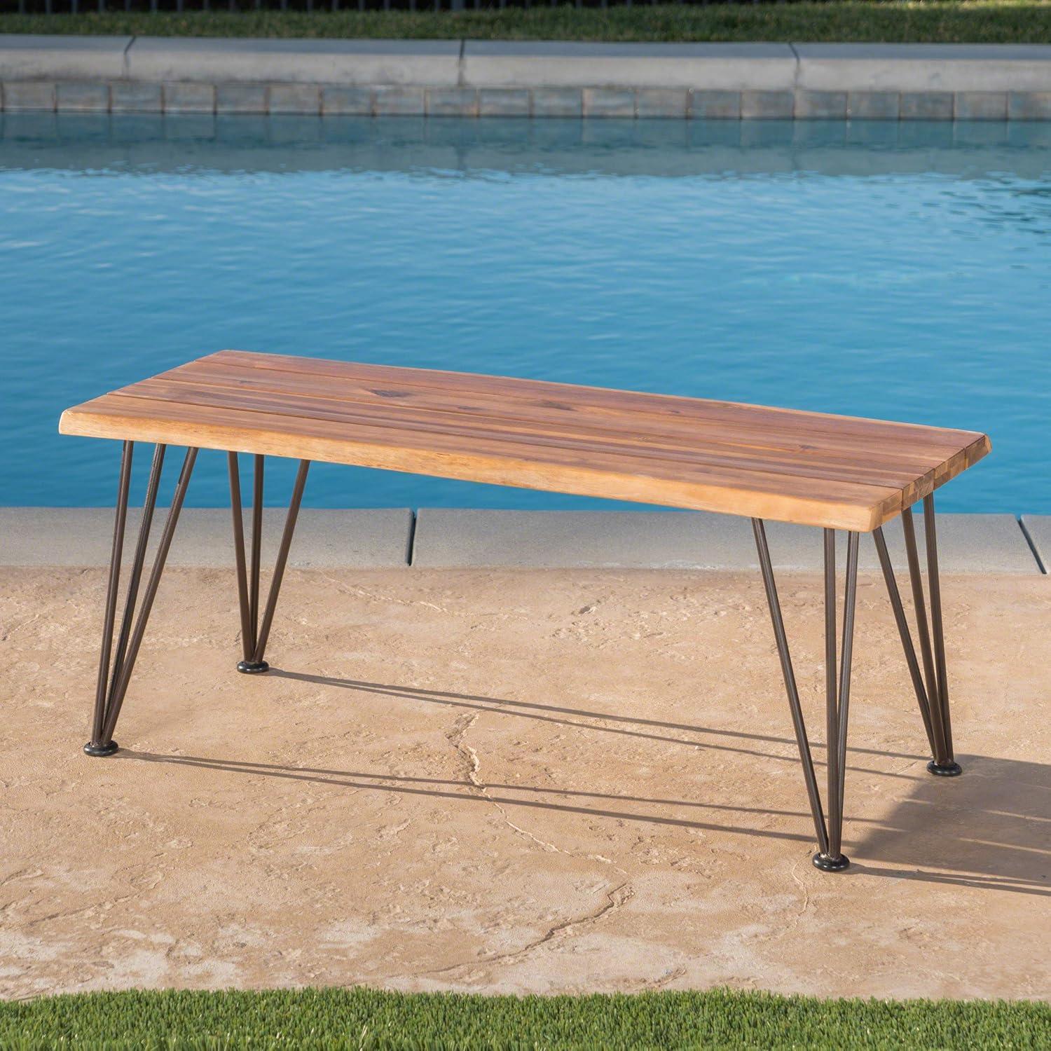 Zion Industrial Coffee Table: Weather-Resistant Acacia, Iron Frame - Christopher Knight Home