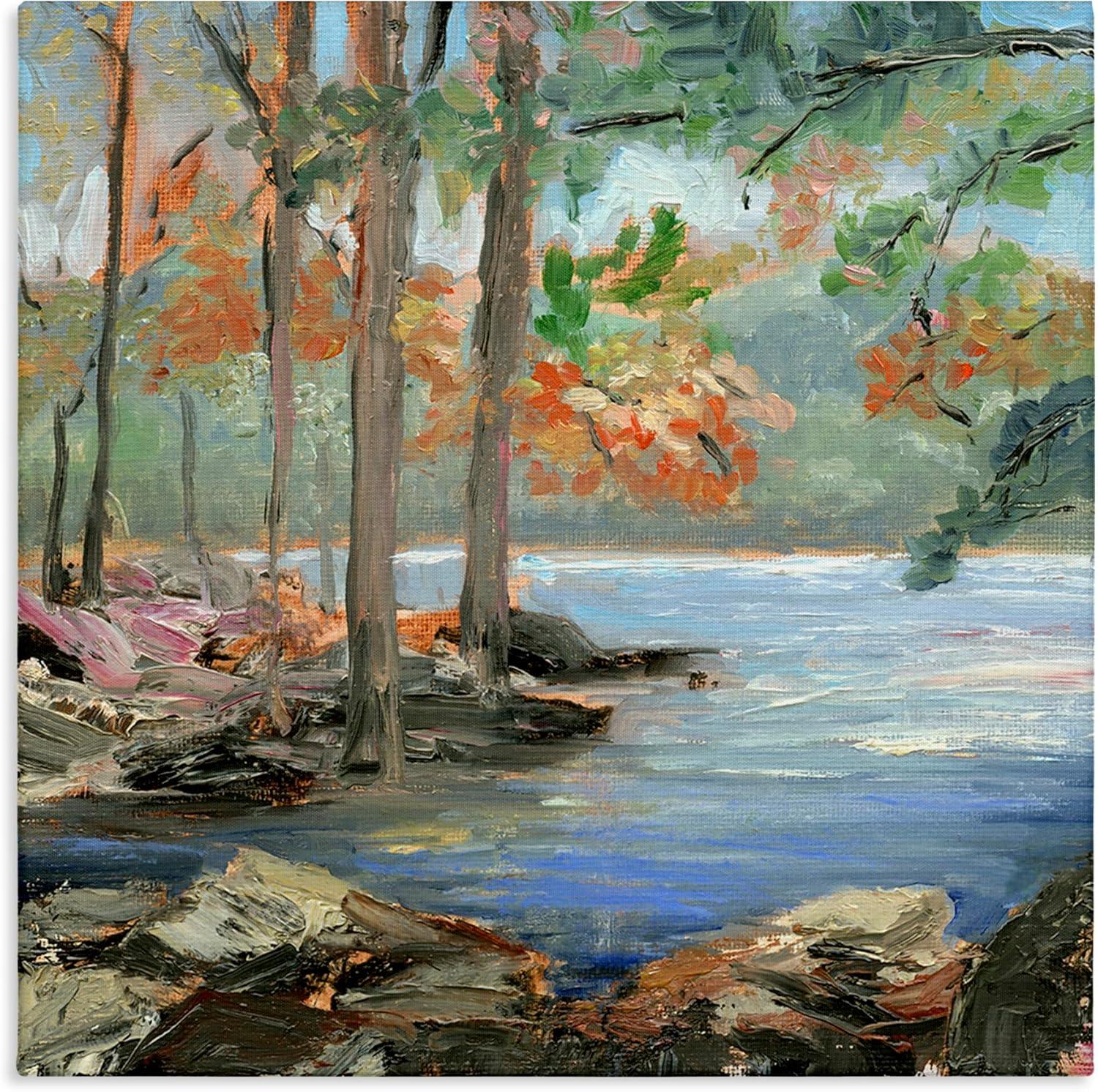 Woodland Creek Autumn Landscape Canvas Wall Art, 17 x 17