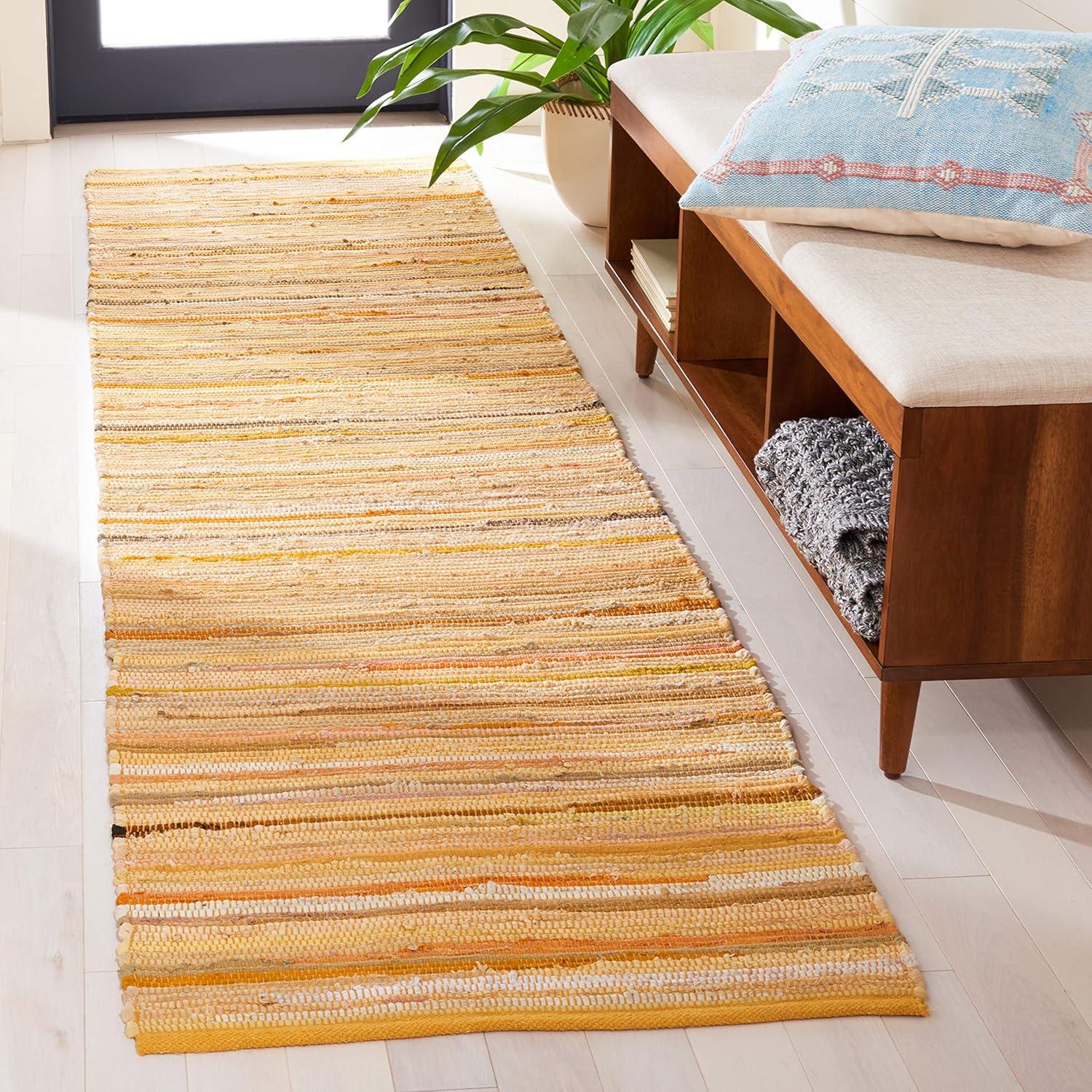Rag Runner Rug RAR130 Hand Woven Runner Rug - Yellow/Multi - 2'3"x8' - Safavieh.