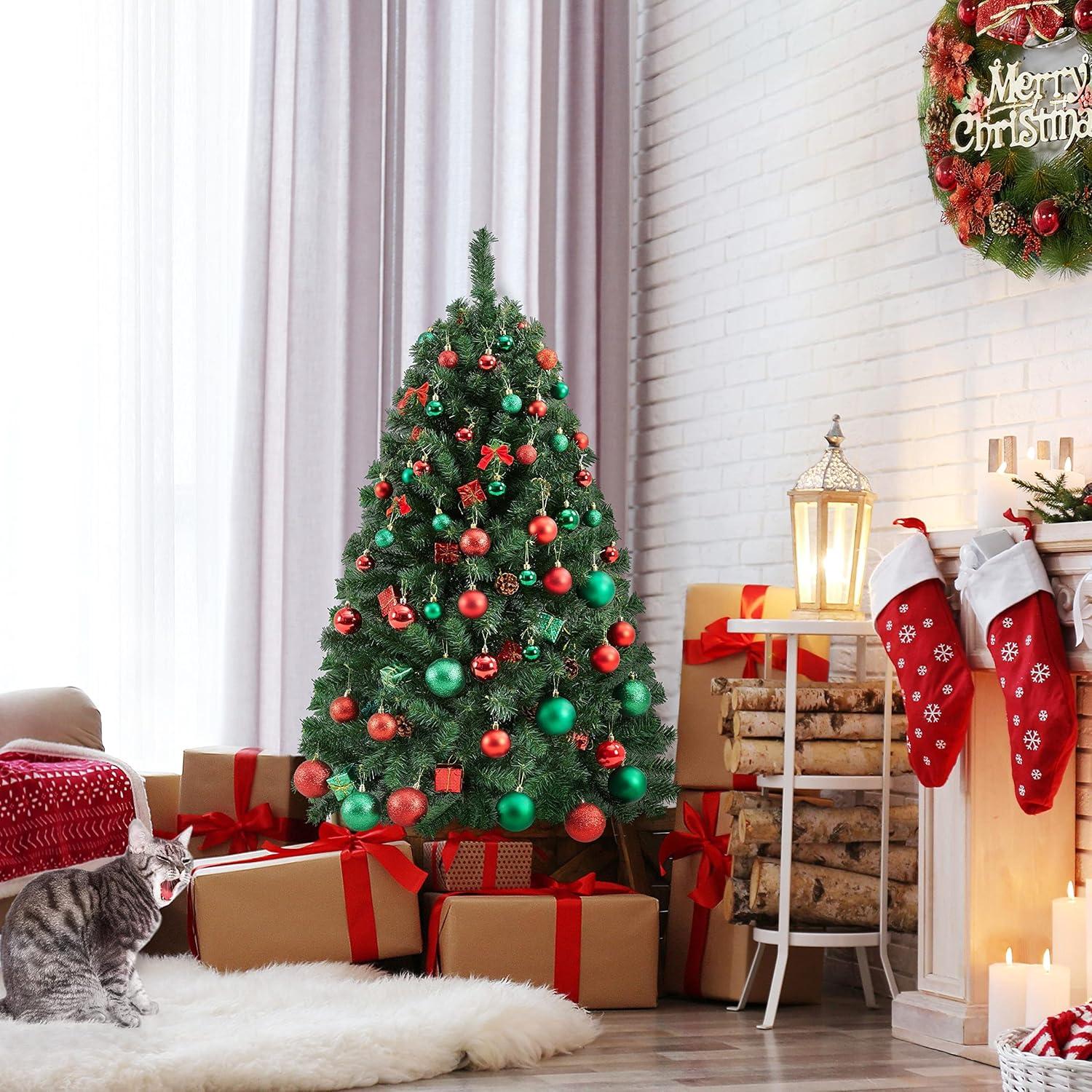 Yaheetech 4.5ft Hinged Spruce Artificial Christmas Tree Holiday Decoration with PVC Tips, Green