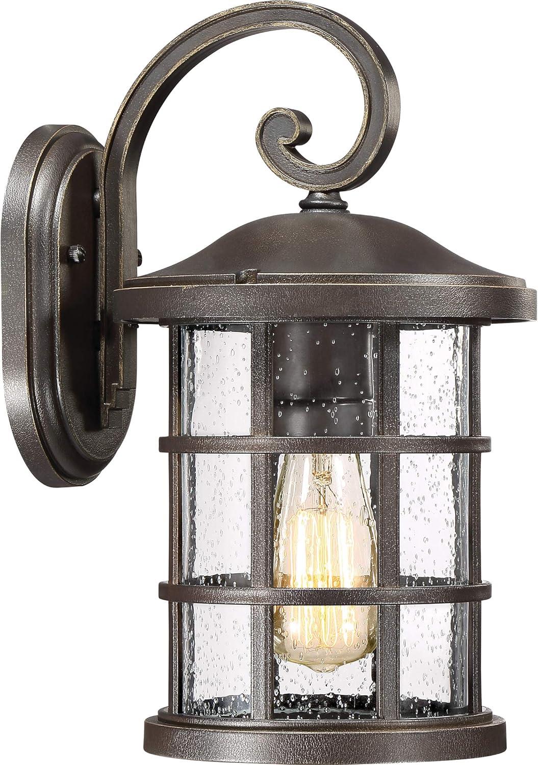 Palladian Bronze 14.25" Outdoor Wall Lantern with Seeded Glass