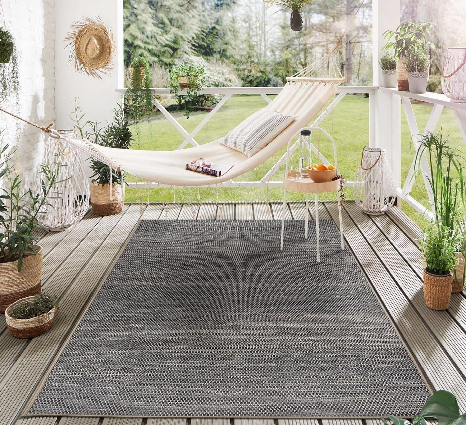 World Rug Gallery Contemporary Abstract Indoor/Outdoor Area Rug - Gray 5' x 7'