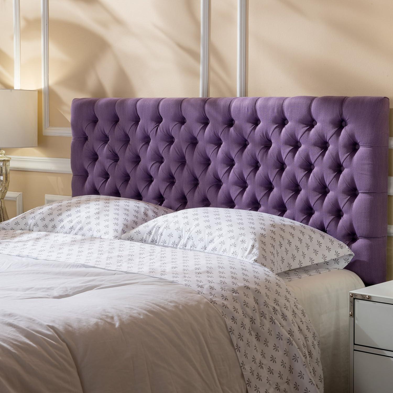 Queen/Full Jezebel Button Tufted Fabric Headboard Light Purple - Christopher Knight Home: Upholstered, Adjustable Height