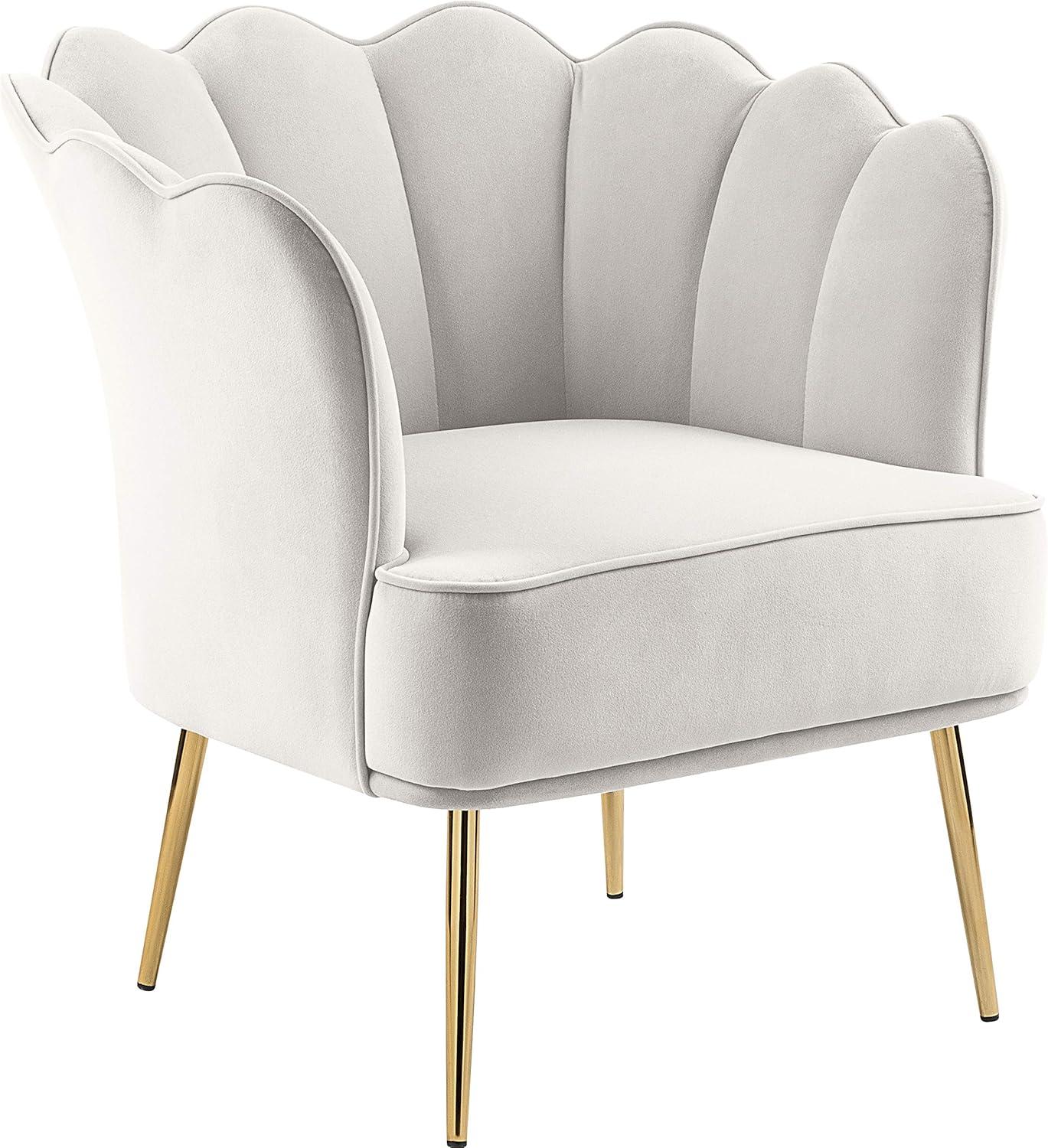 Meridian Furniture Jester Cream Velvet Accent Chair with Gold Iron Legs